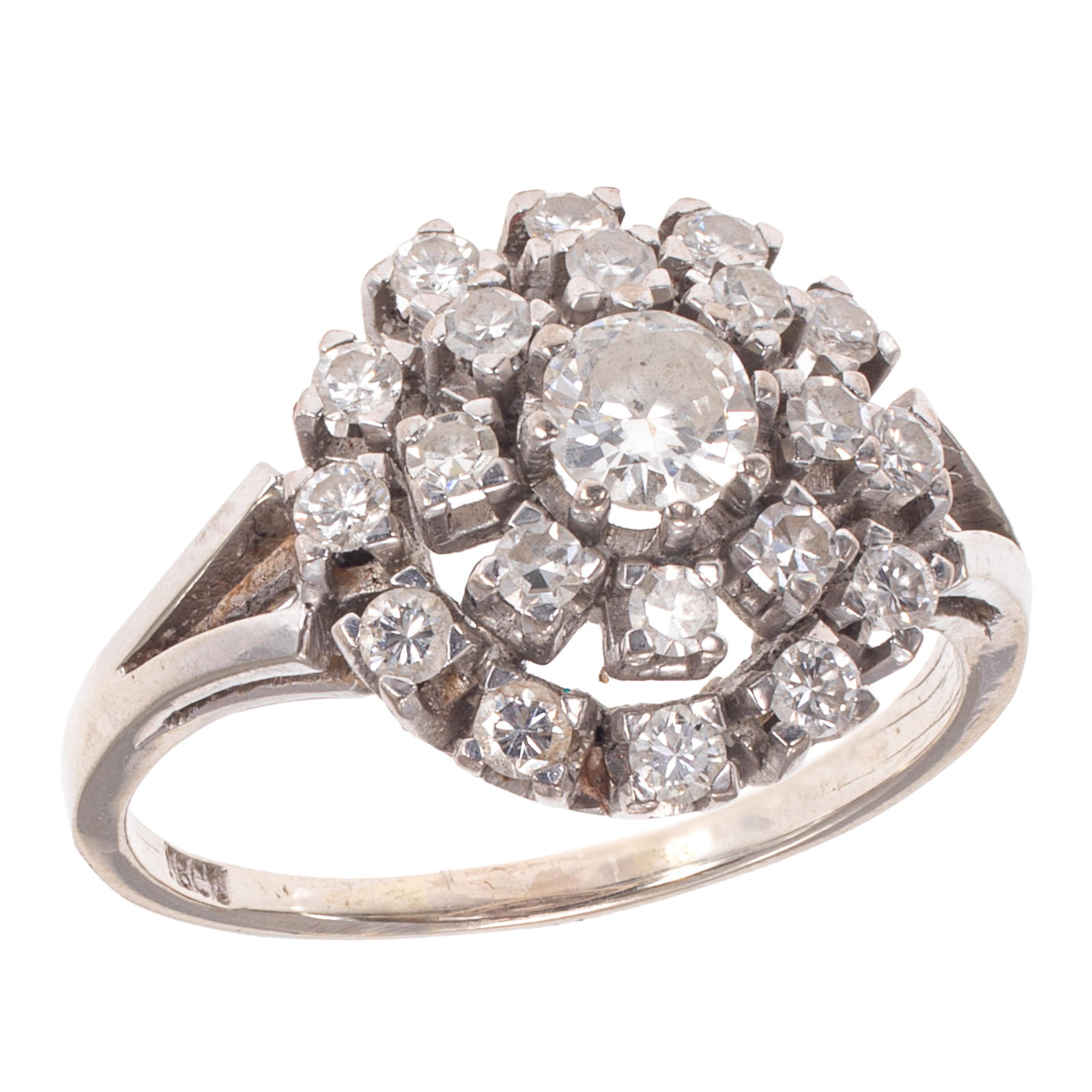 Diamond, 18k White Gold Cluster Ring (1 of 5)