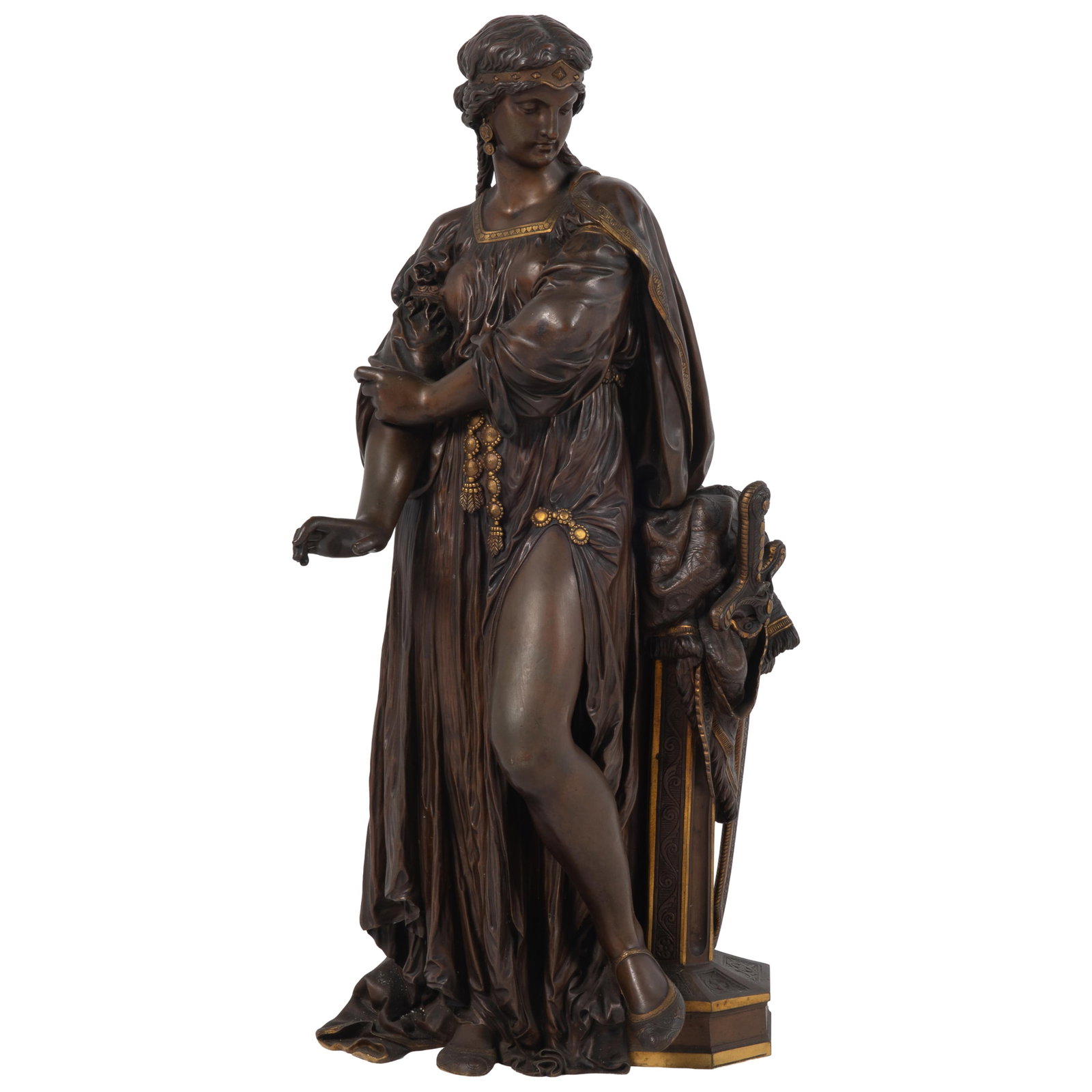 Etienne-Henri Dumaige (French 1830-1888): Etienne-Henri Dumaige (French 1830-1888) Possibly a figure of Boadicea, a Neoclassical figure of an armed female warrior, Signed on base 24 1/2in (61cm) h