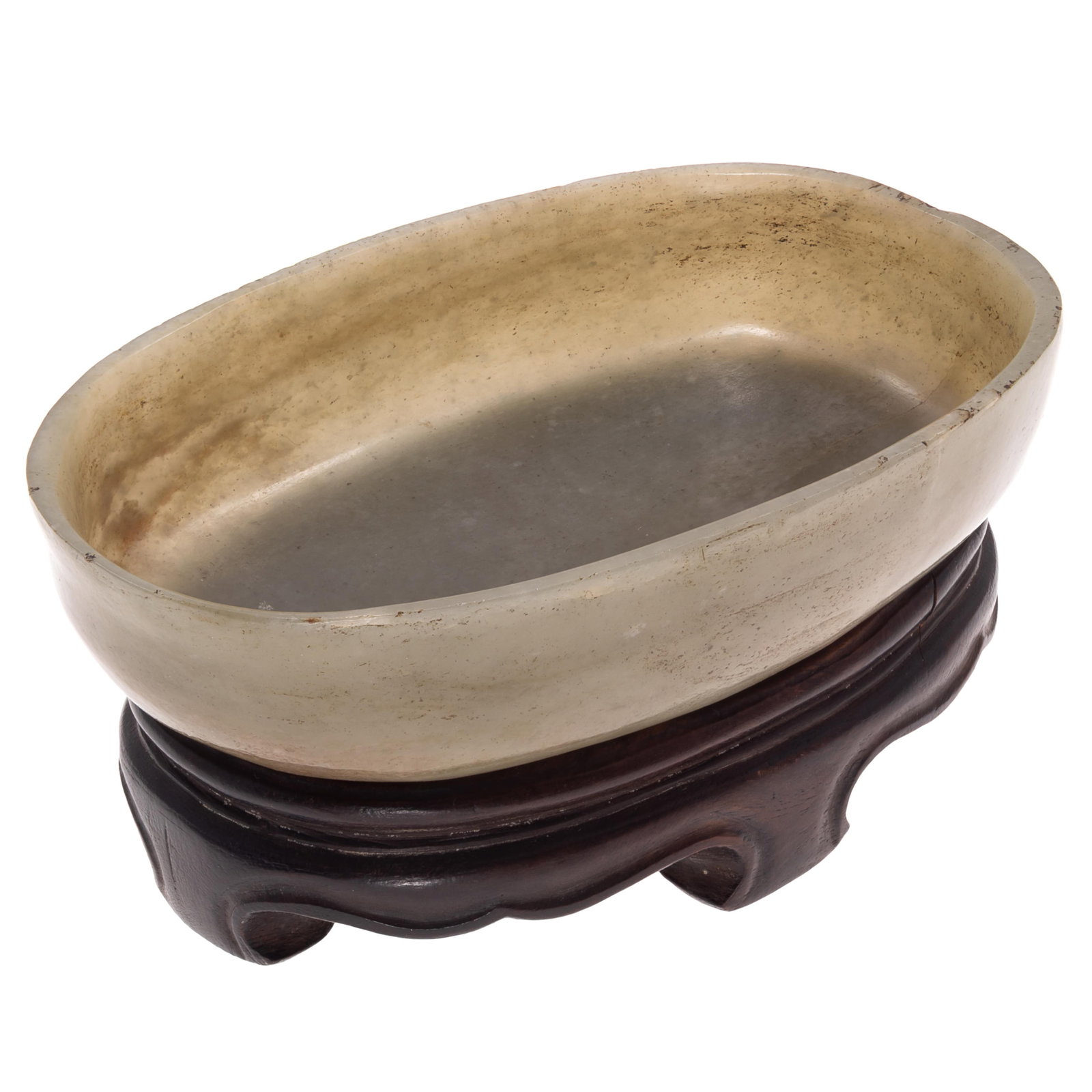 Chinese Celadon Jade Brush Washer with wood Stand (1 of 6)