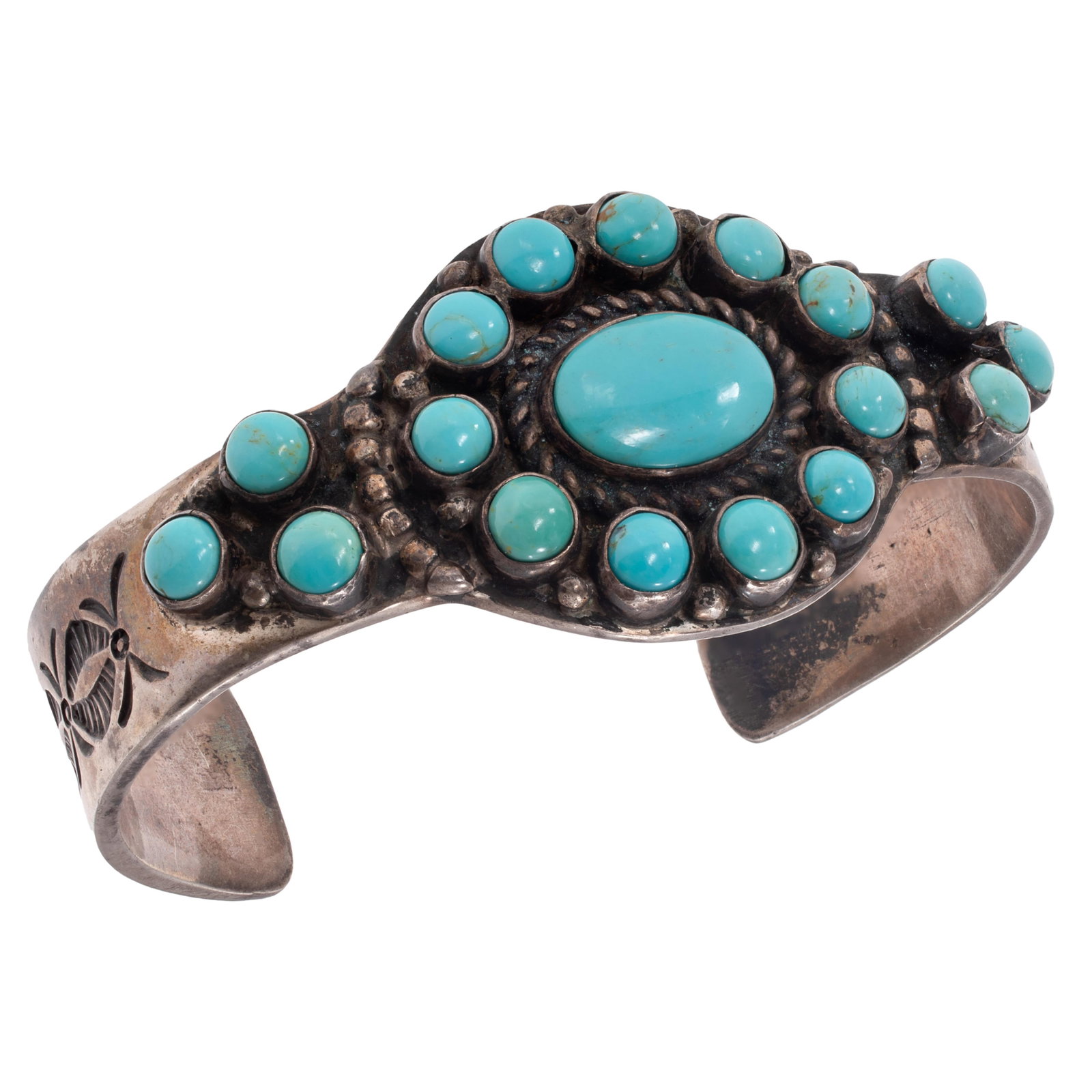 Navajo Turquoise, Sterling Silver Cuff Bracelet, Nelson Burbank (1 of 5)