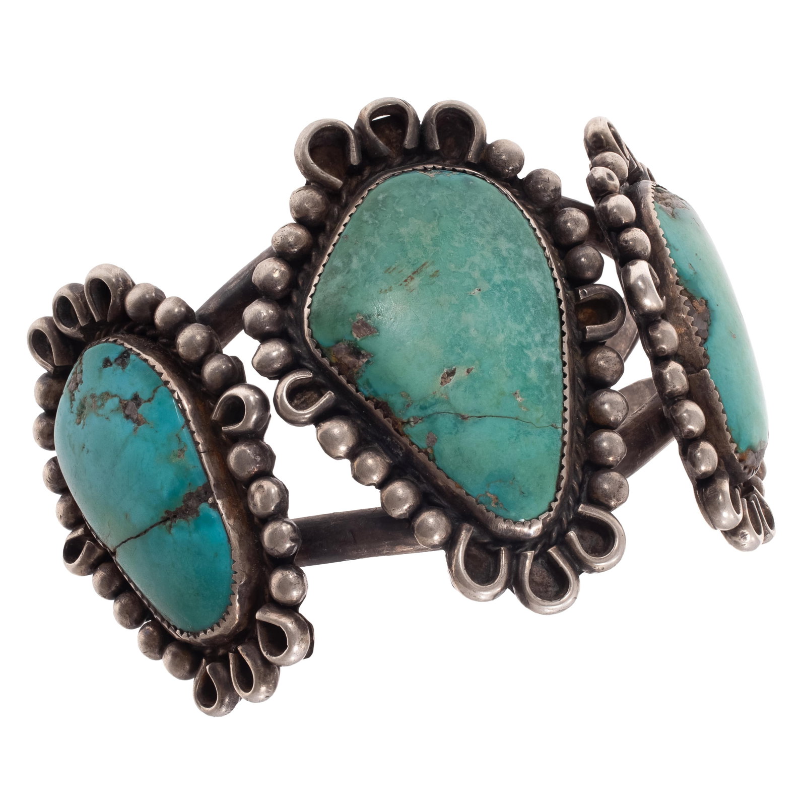 Navajo Old Pawn Turquoise, Sterling Silver Cuff Bracelet (1 of 5)