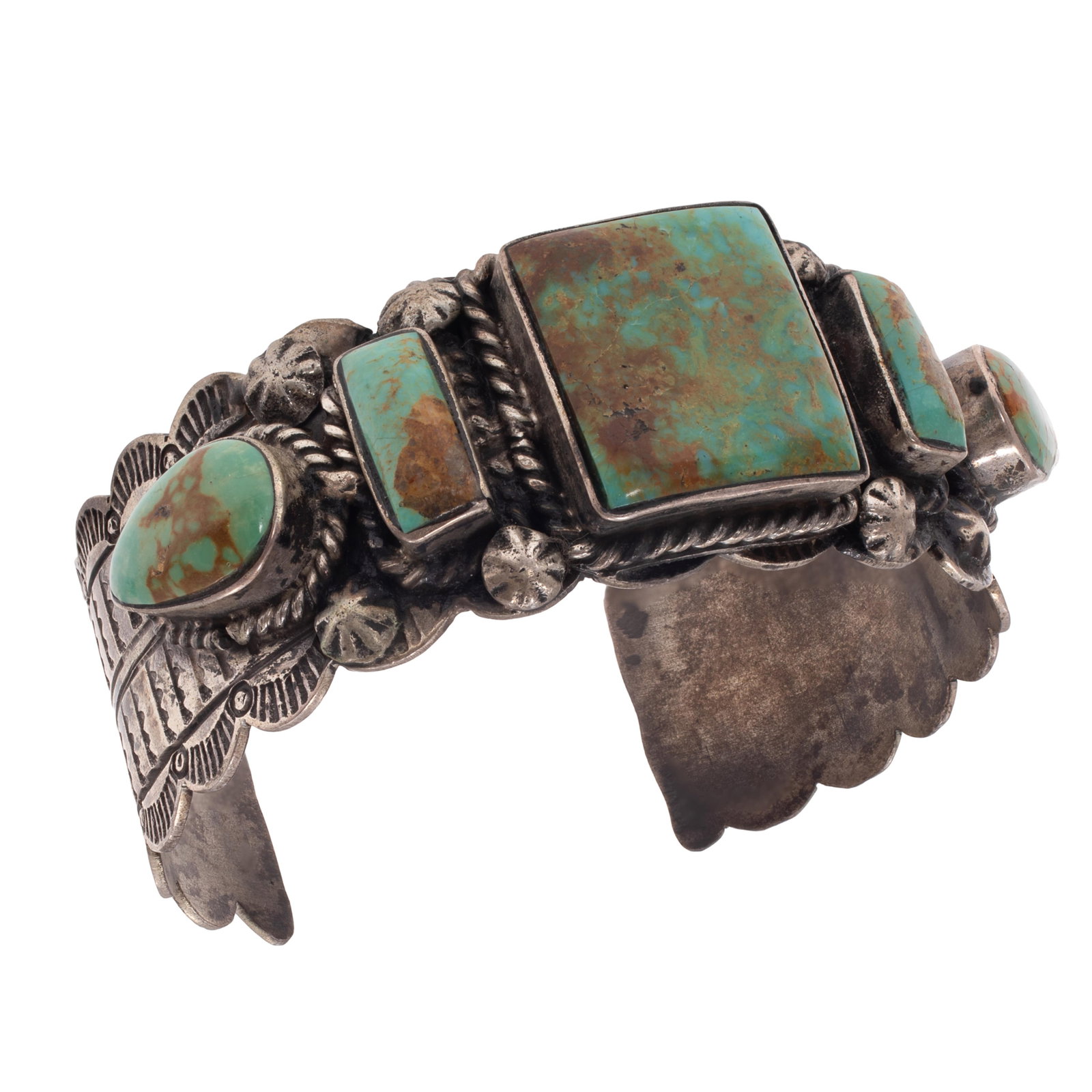 Navajo Old Pawn Turquoise, Sterling Silver Cuff Bracelet (1 of 5)