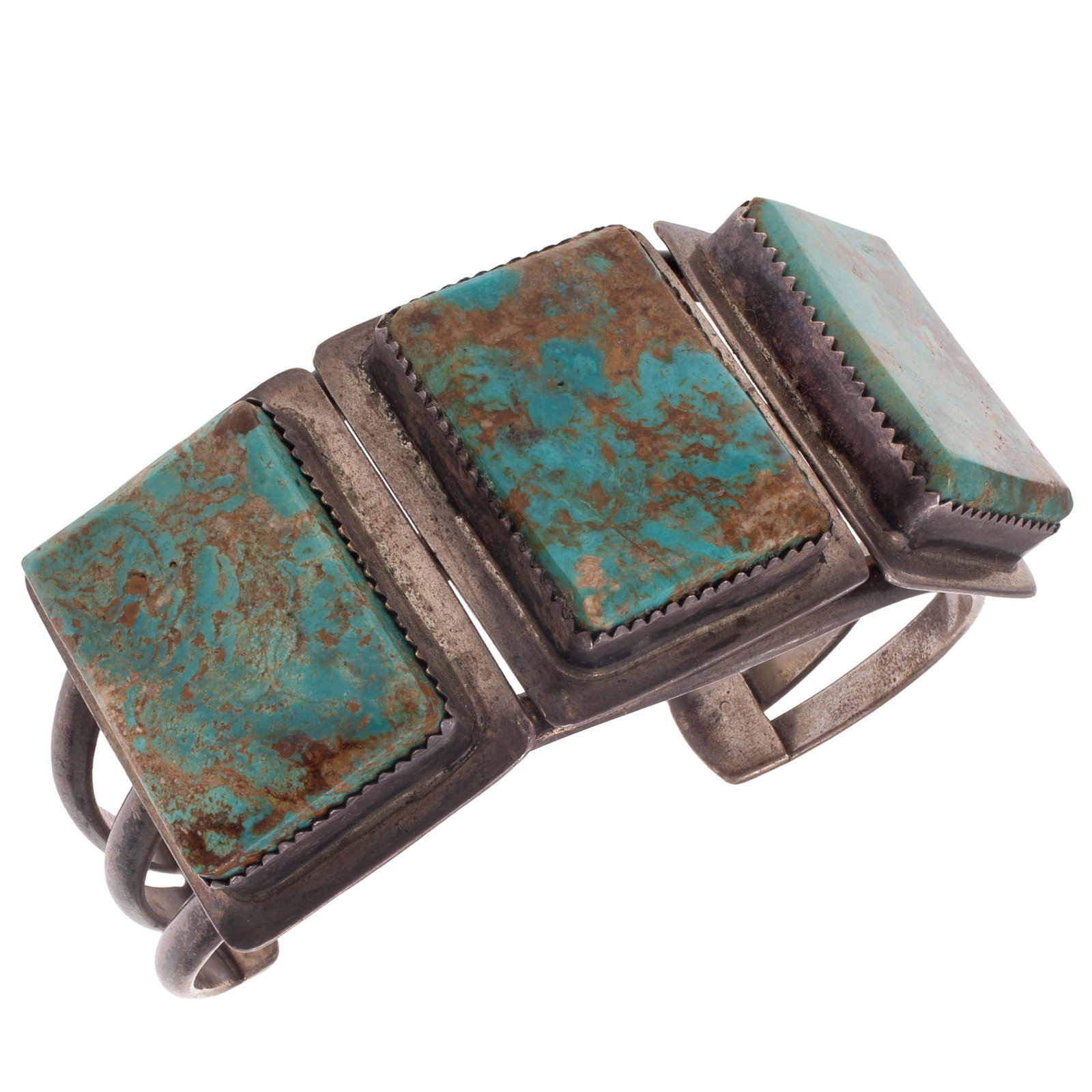Santo Domingo Pueblo Turquoise, Sterling Silver Cuff Bracelet (1 of 5)