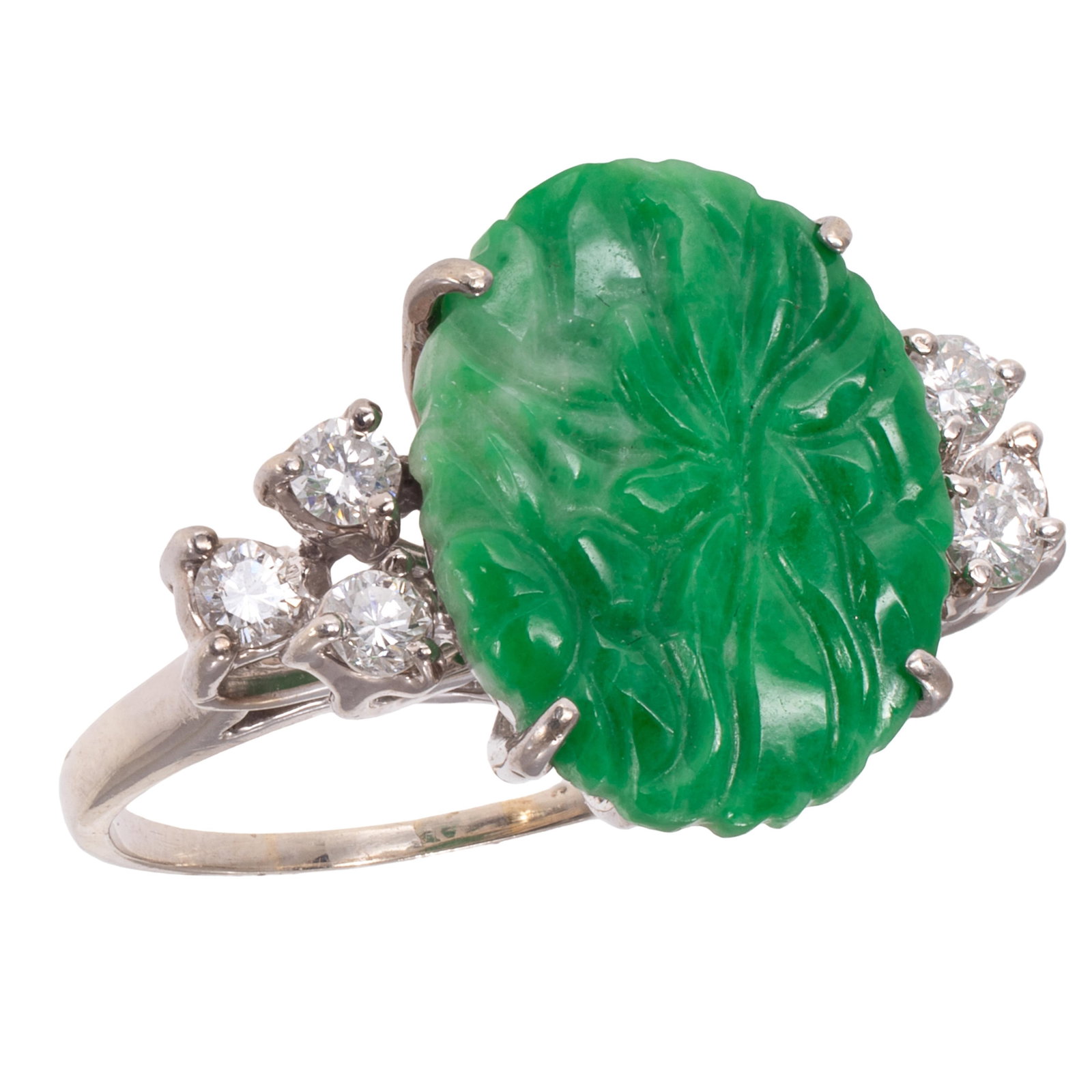Jadeite Jade, Diamond, 14k White Gold Ring (1 of 6)