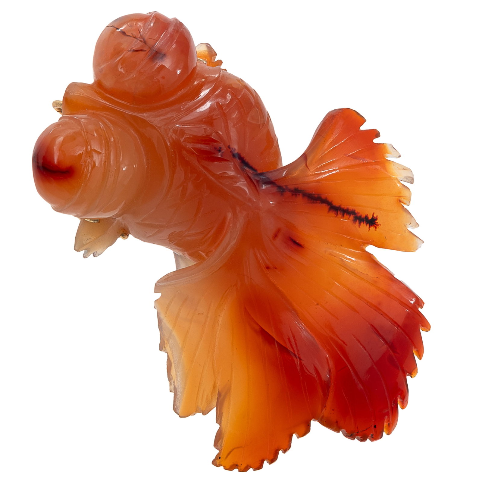 Carnelian Agate, 14k Fish Pendant (1 of 3)