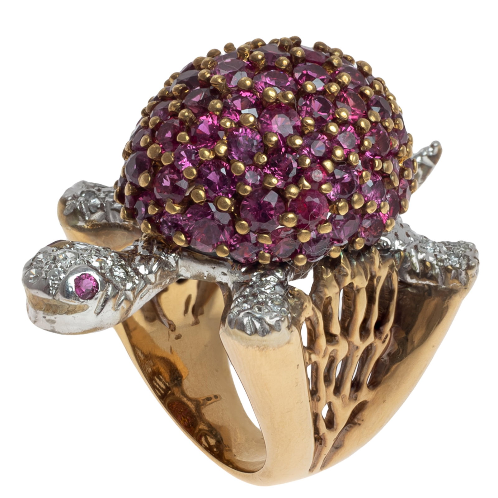 Diamond, Ruby, 14k Turtle Ring - 2