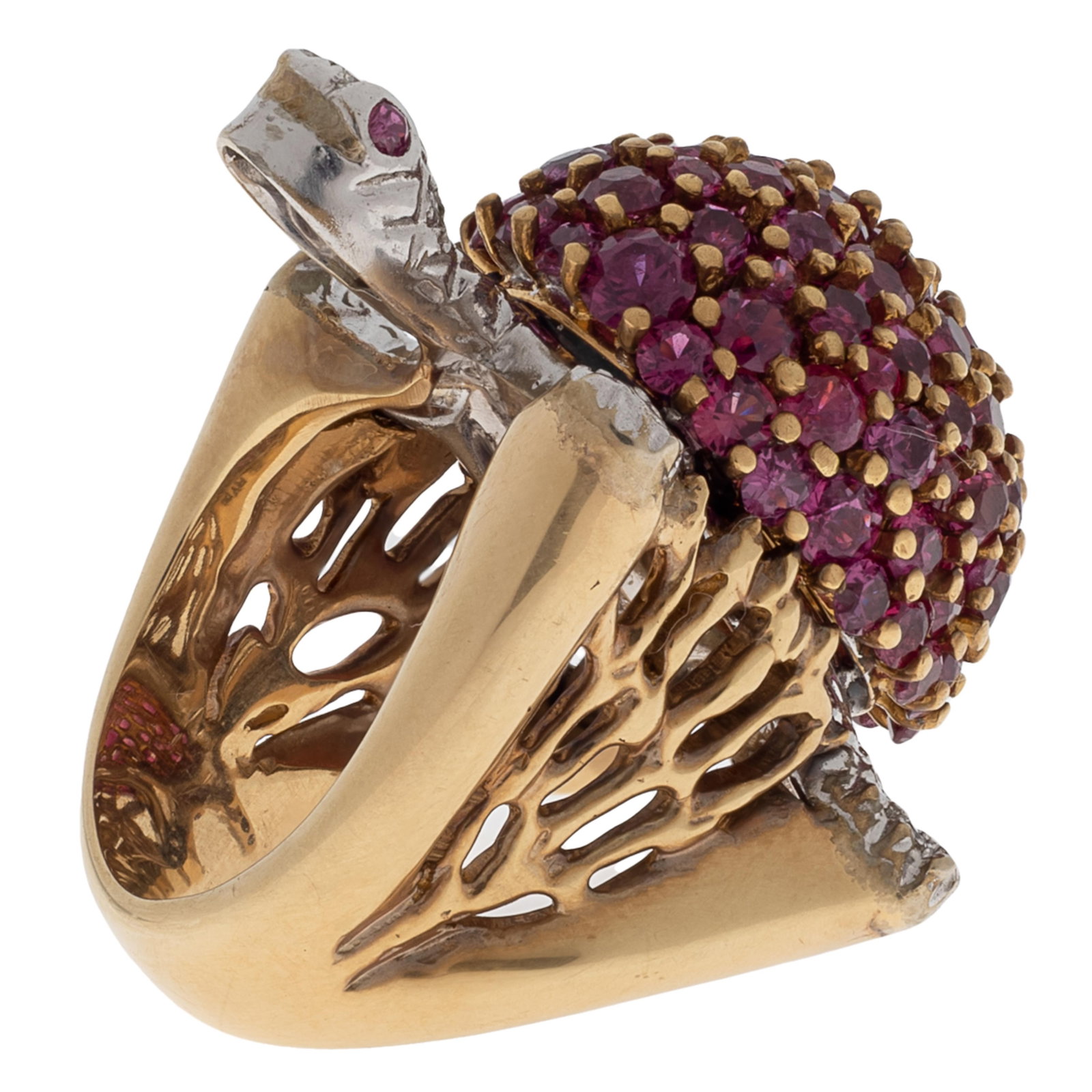 Diamond, Ruby, 14k Turtle Ring - 4
