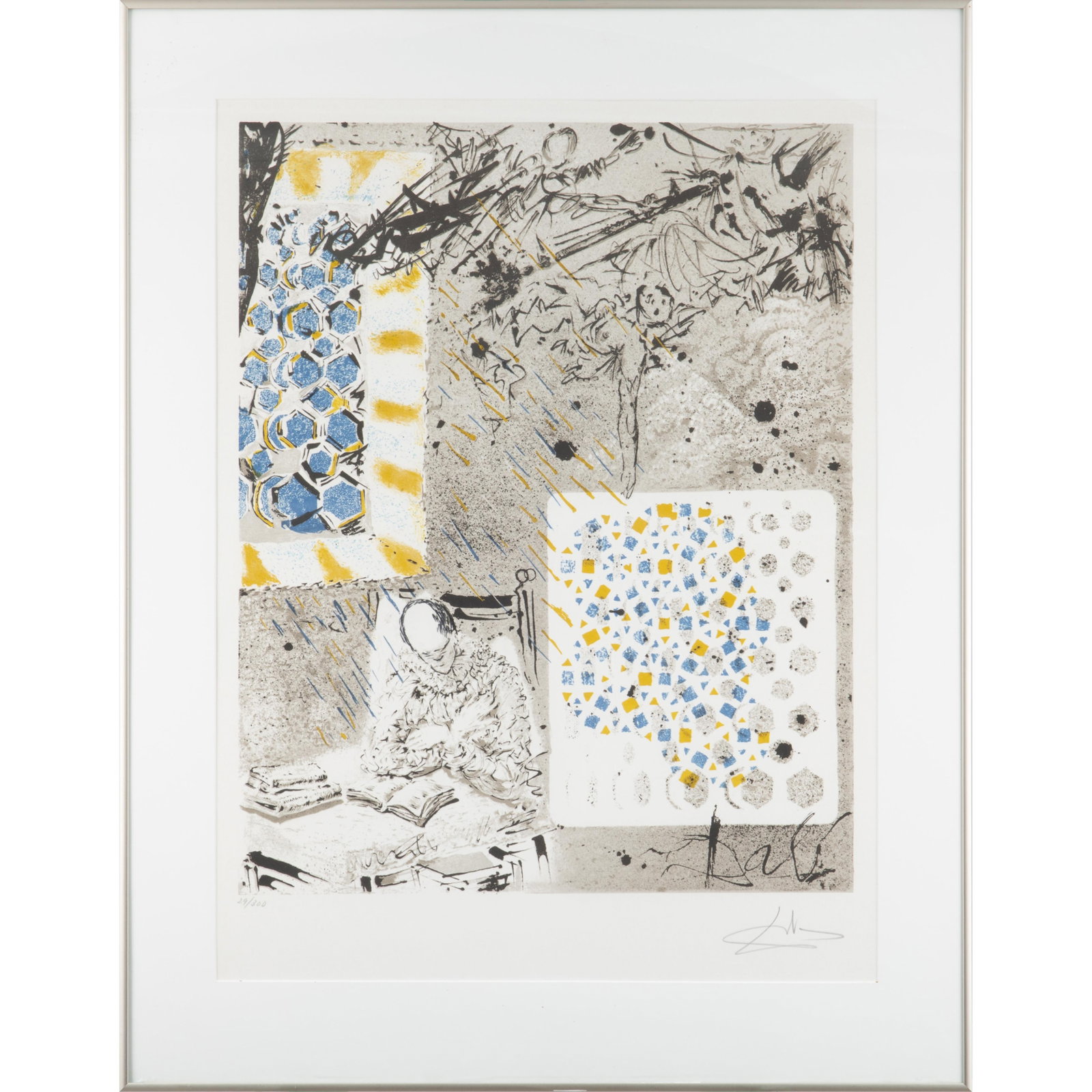 After Salvador Dali (Spanish, 1904-1989): After Salvador Dali (Spanish, 1904-1989) Reverie of Don Quixote in the Night, circa 1957. Offset color lithograph on wove paper, signed in pencil, numbered 29/300, with margins, framed. 26 1/2 x