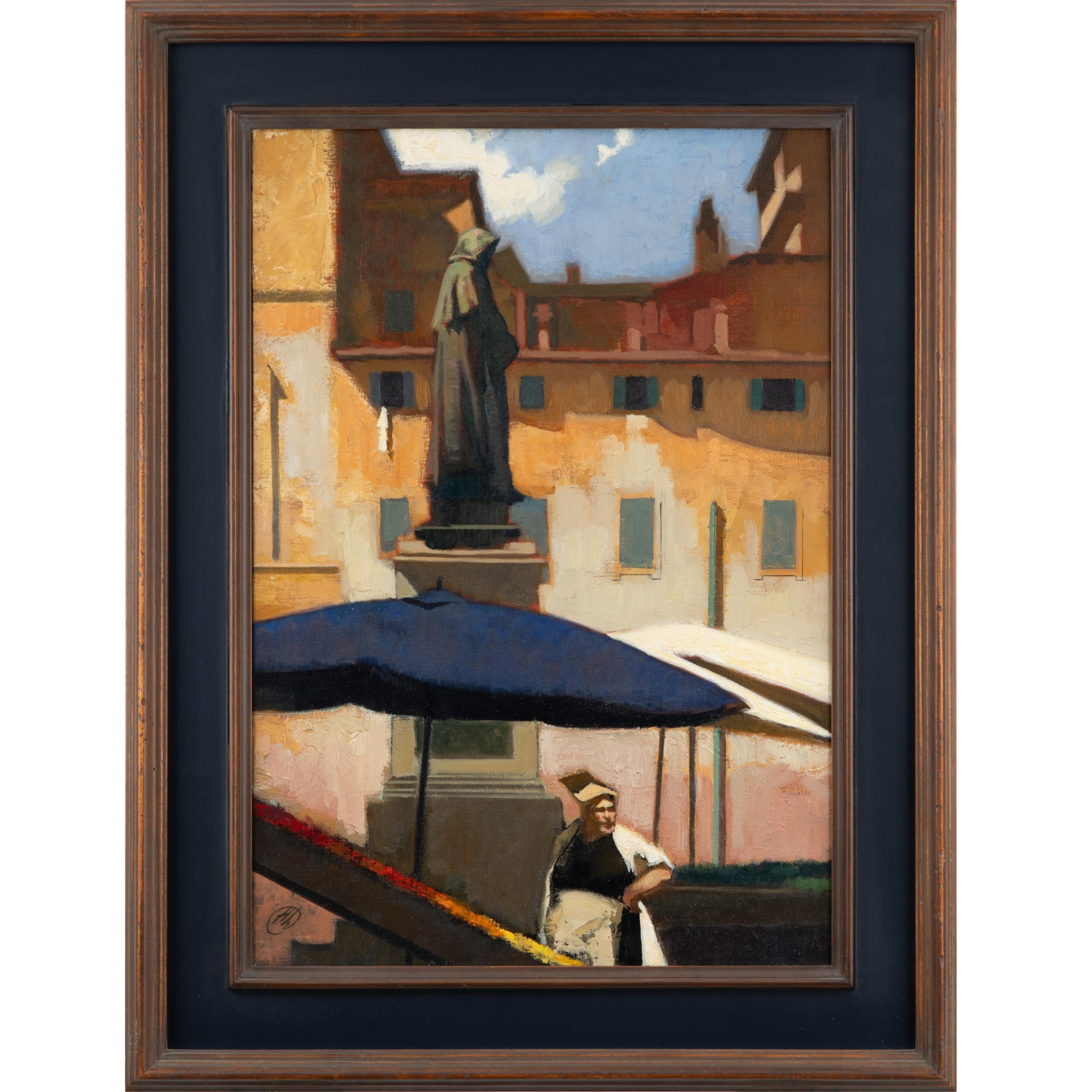 Harvey Dinnerstein (American, 1928-2022): Harvey Dinnerstein (American, 1928-2022) Campo dei Fiori, 1963/98. Oil on canvas, initialed 'HD' (lower left), framed. 23 x 16in. (58.5 x 40.5cm). 30 x 22 1/2in. (76 x 57cm/frame).