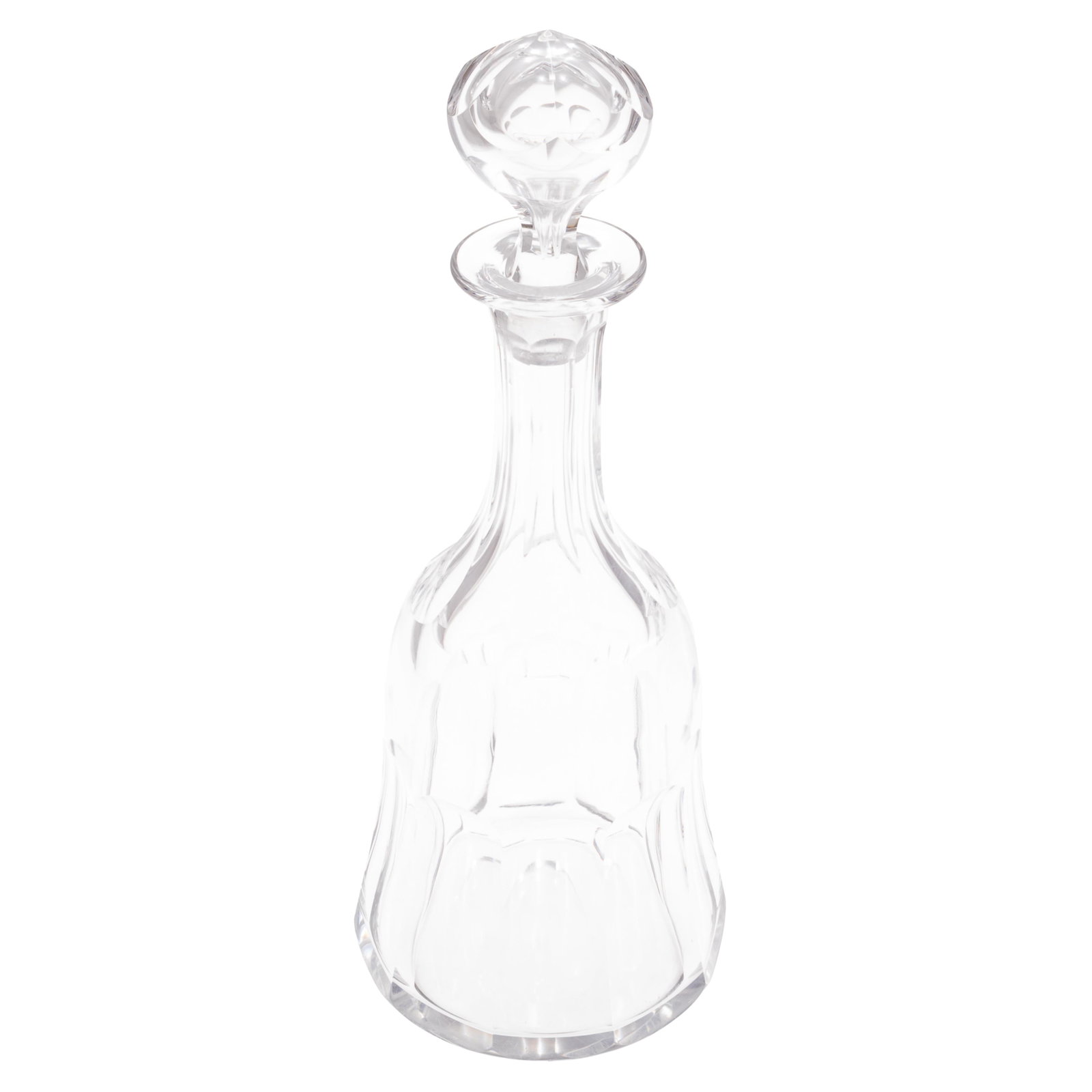 Val St. Lambert Glass Decanter: Val St. Lambert Glass Decanter The onion dome stopper over a ribbed neck and bell form decanter. 12 1/2in (32cm) h.