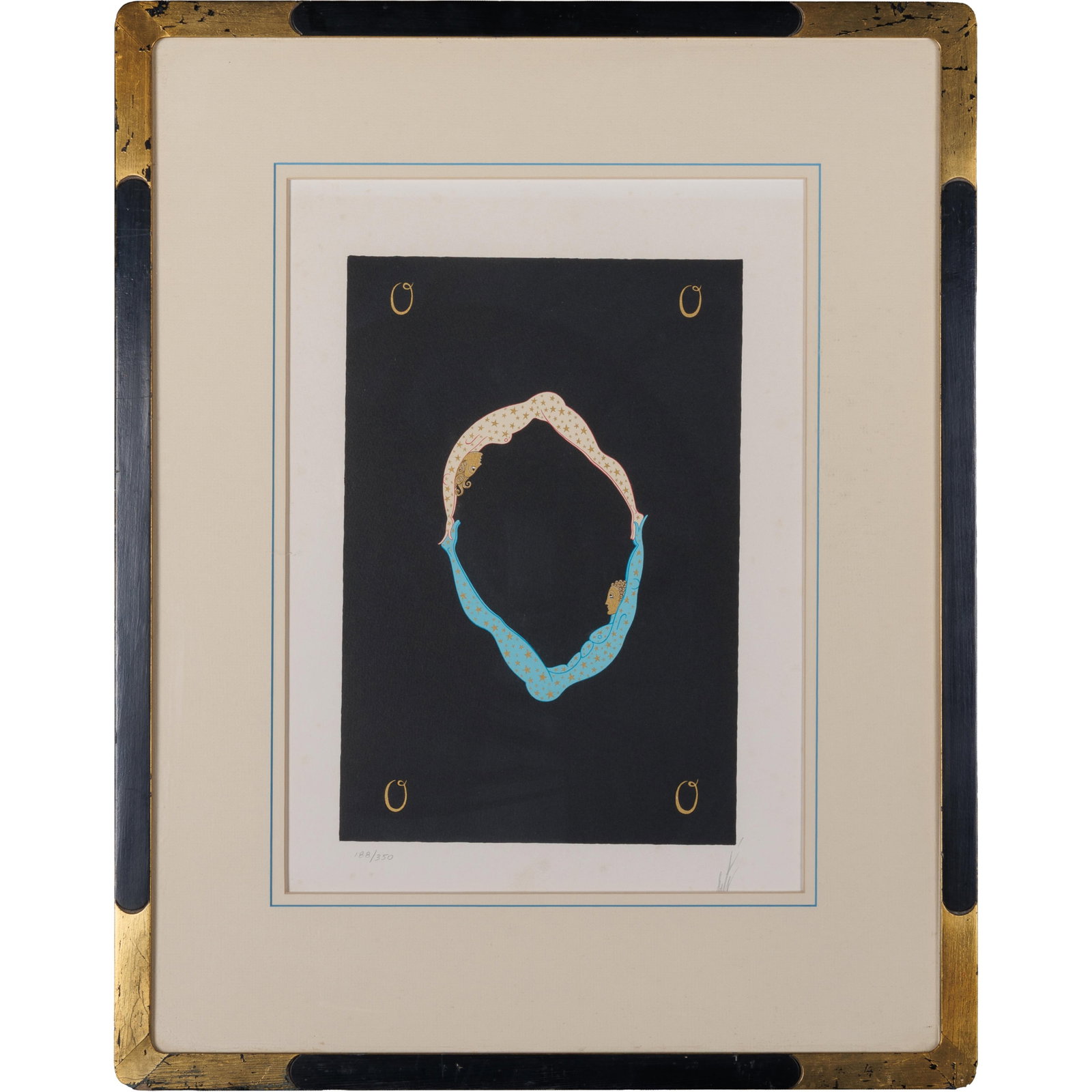 Erte (Romain de Tirtoff) (Russian/French, 1892-1990).: Erte (Romain de Tirtoff) (Russian/French, 1892-1990). O, from The Alphabet, 1976. Color screenprint and lithograph on paper, signed in pencil, numbered 188/350, published by Atelier Gourdon, Atelier A
