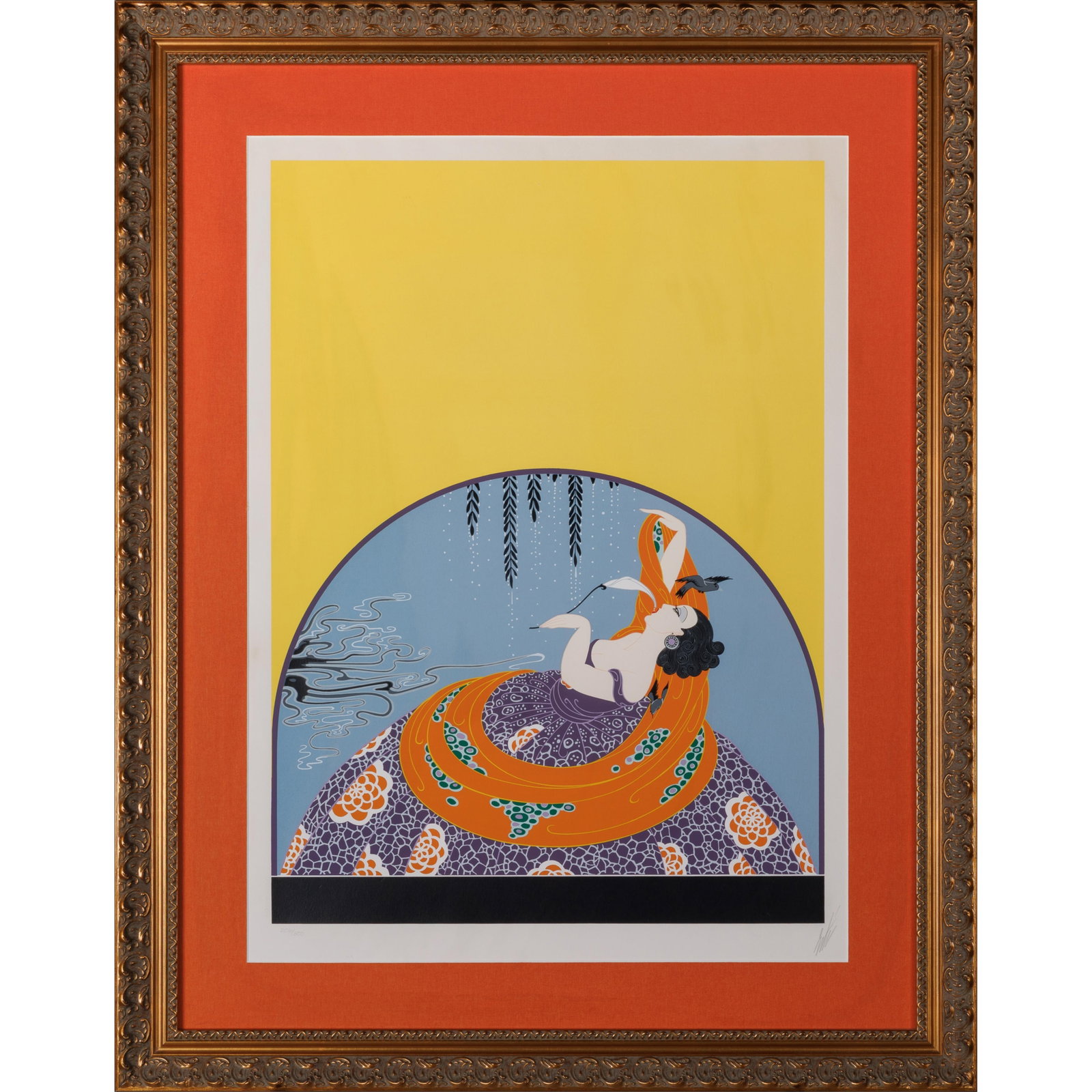 Erte (Romain de Tirtoff) (Russian/French, 1892-1990): Erte (Romain de Tirtoff) (Russian/French, 1892-1990) After the Rain, 1979. Color screenprint on paper, signed in pencil, numbered 206/300, published by Circle Fine Art Corporation, printed at Chicago 