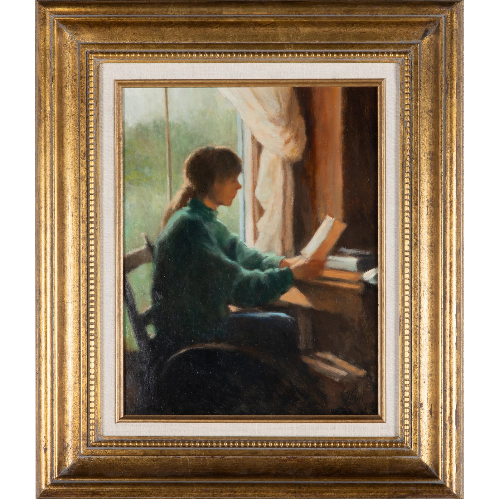 Olaf Palin (American 1935-2000): Olaf Palin (American 1935-2000) "One Other Point" Oil on Board Signed l/r 14in. x 10in (36cm. x 25cm) Framed: 21in. x 18in (53cm. x 46cm) California artist Olaf Palm has long had a fascination with 17