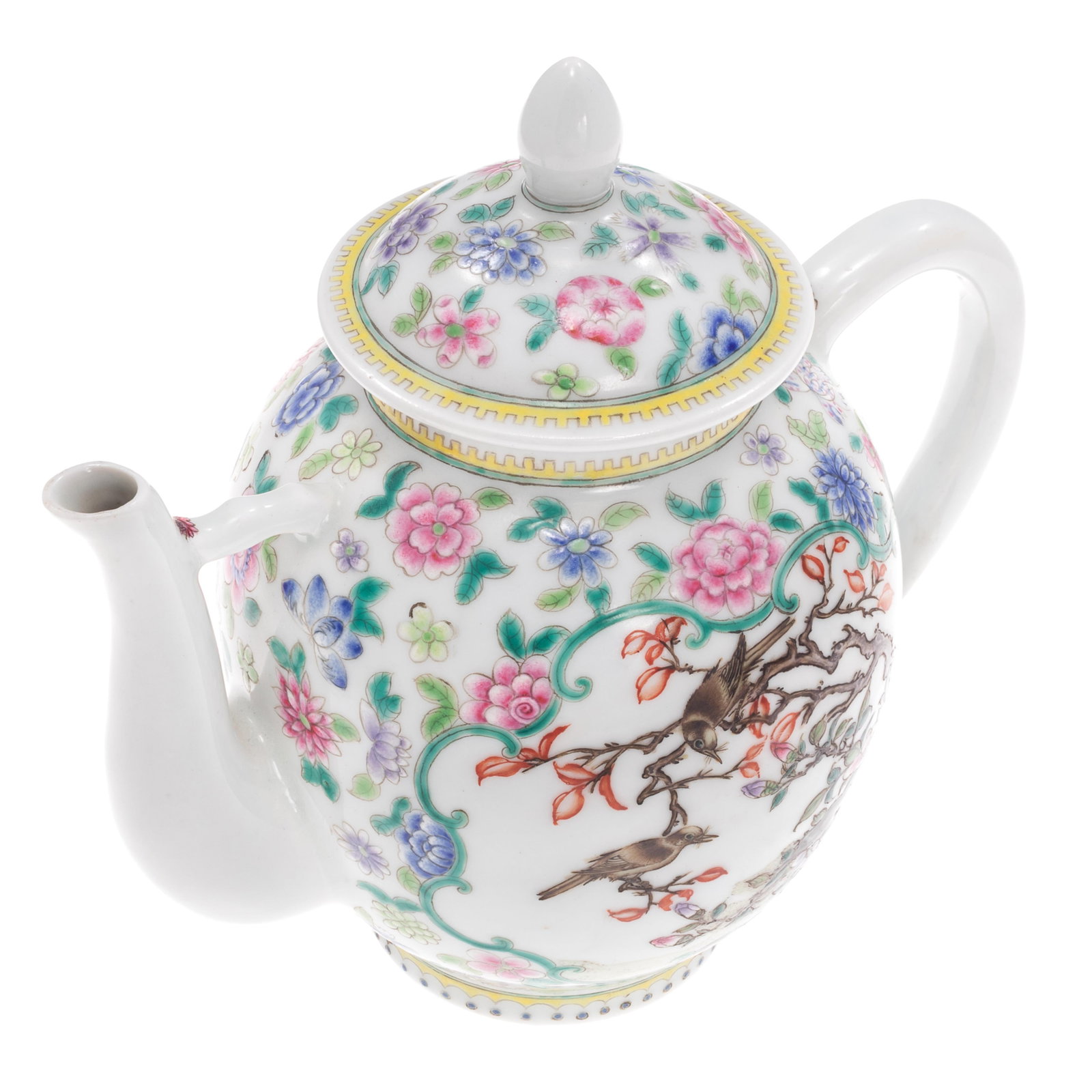 Chinese Famille Rose Bird and Flower Teapot (1 of 5)