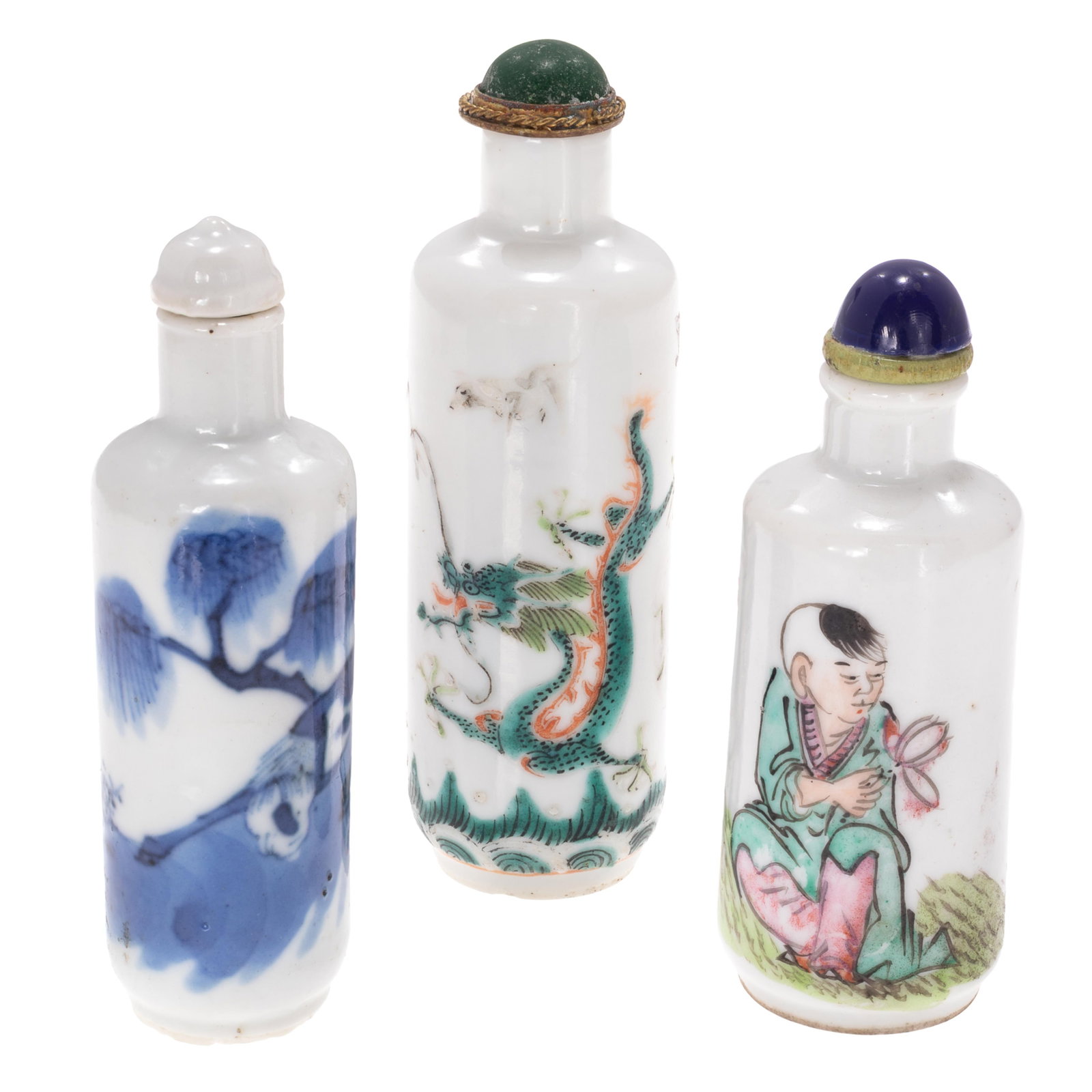 Three Chinese Porcelain Snuff Bottles (1 of 9)