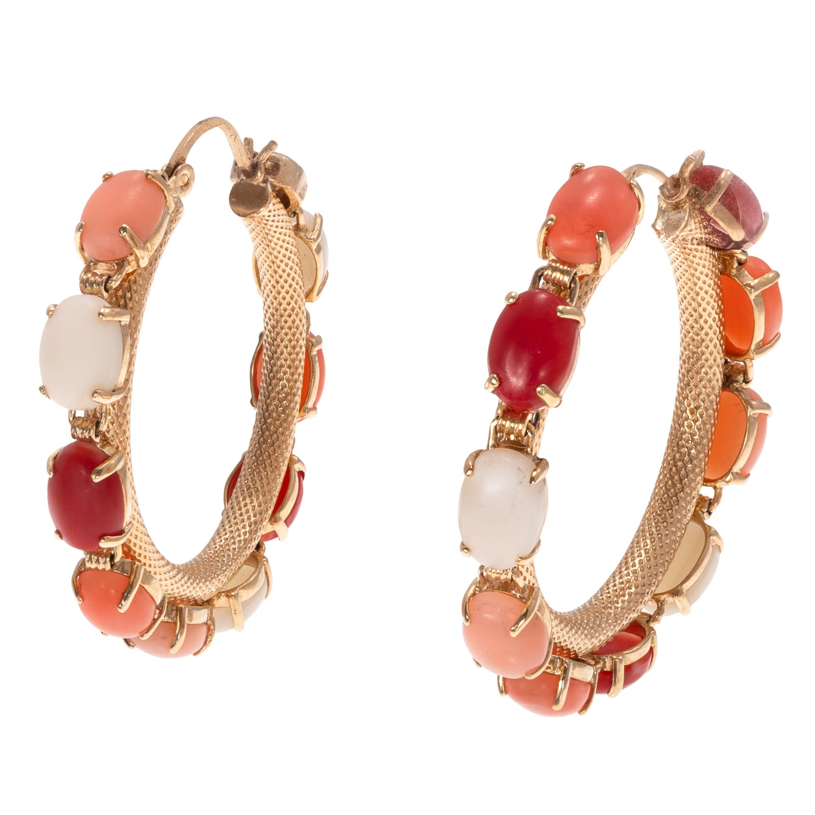 Pair of Coral, 14k Yellow Gold Earrings (1 of 4)