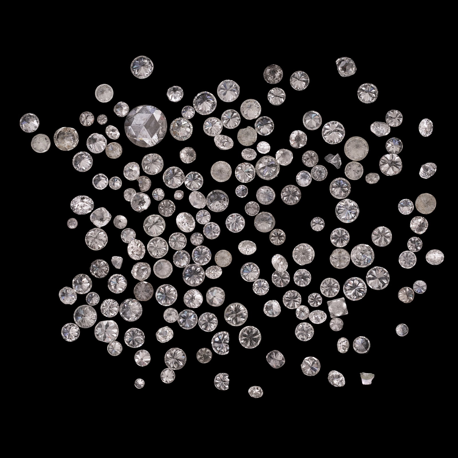 Collection of Unmounted Diamonds: Collection of Unmounted Diamonds The unmounted round brilliant-cut, single-cut, Old European-cut and rose-cut diamonds, measuring from approximately 4.79 mm to 1.39 mm, weighing a total of 6.69 cttw.
