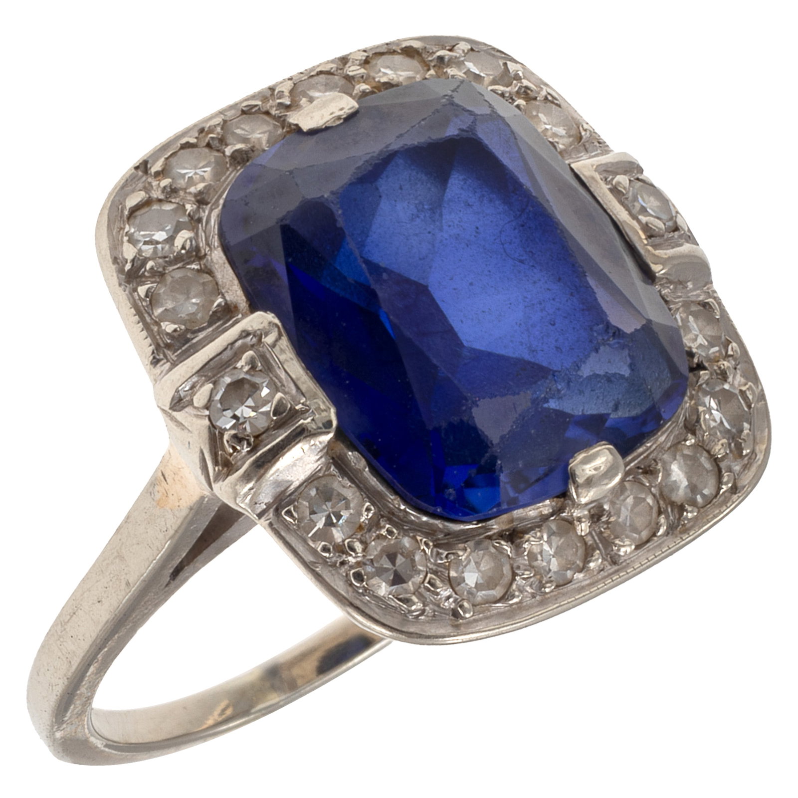 Diamond, Synthetic Sapphire, 14k White Gold Ring (1 of 6)