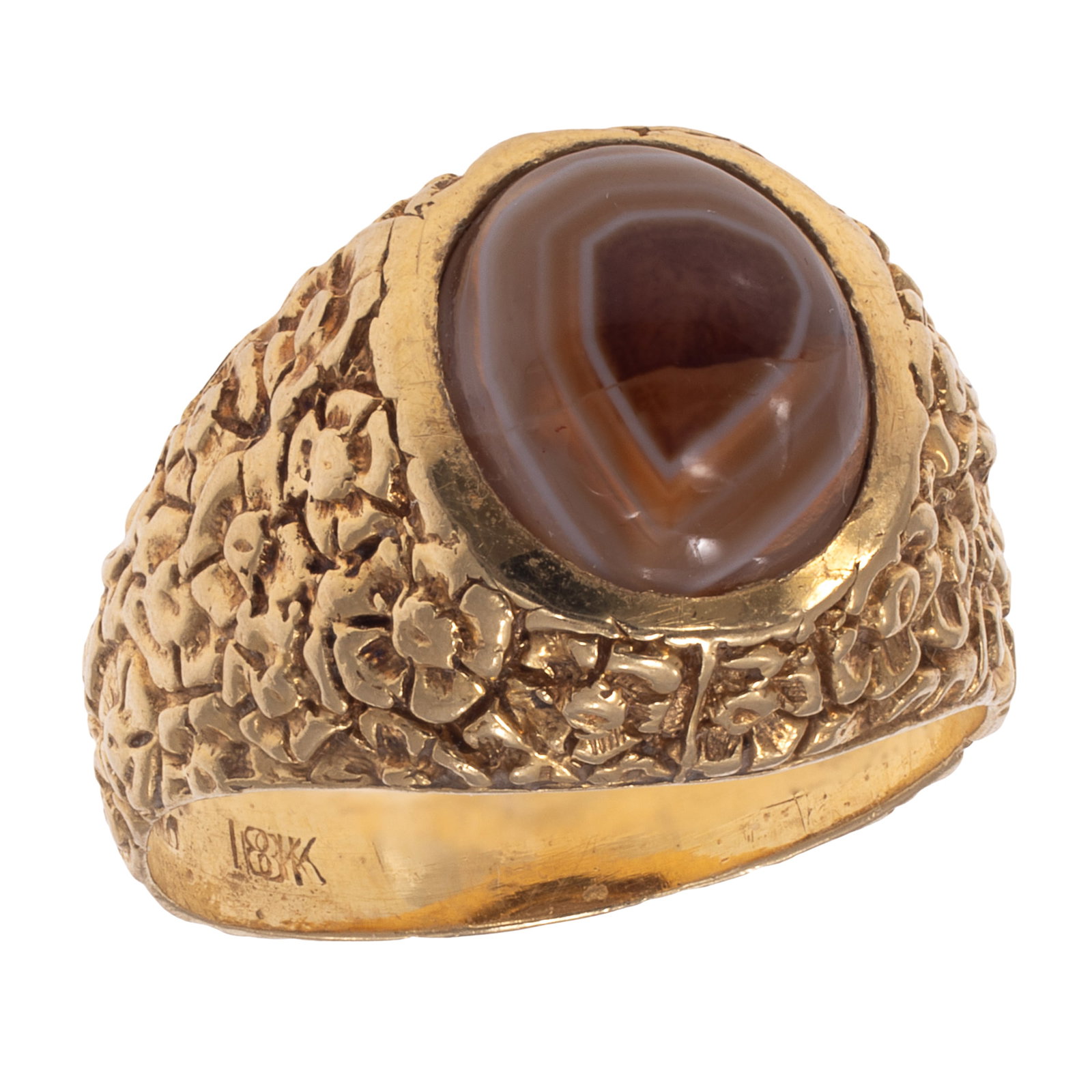 Banded Agate, 18k Yellow Gold Ring, Cellino (1 of 5)