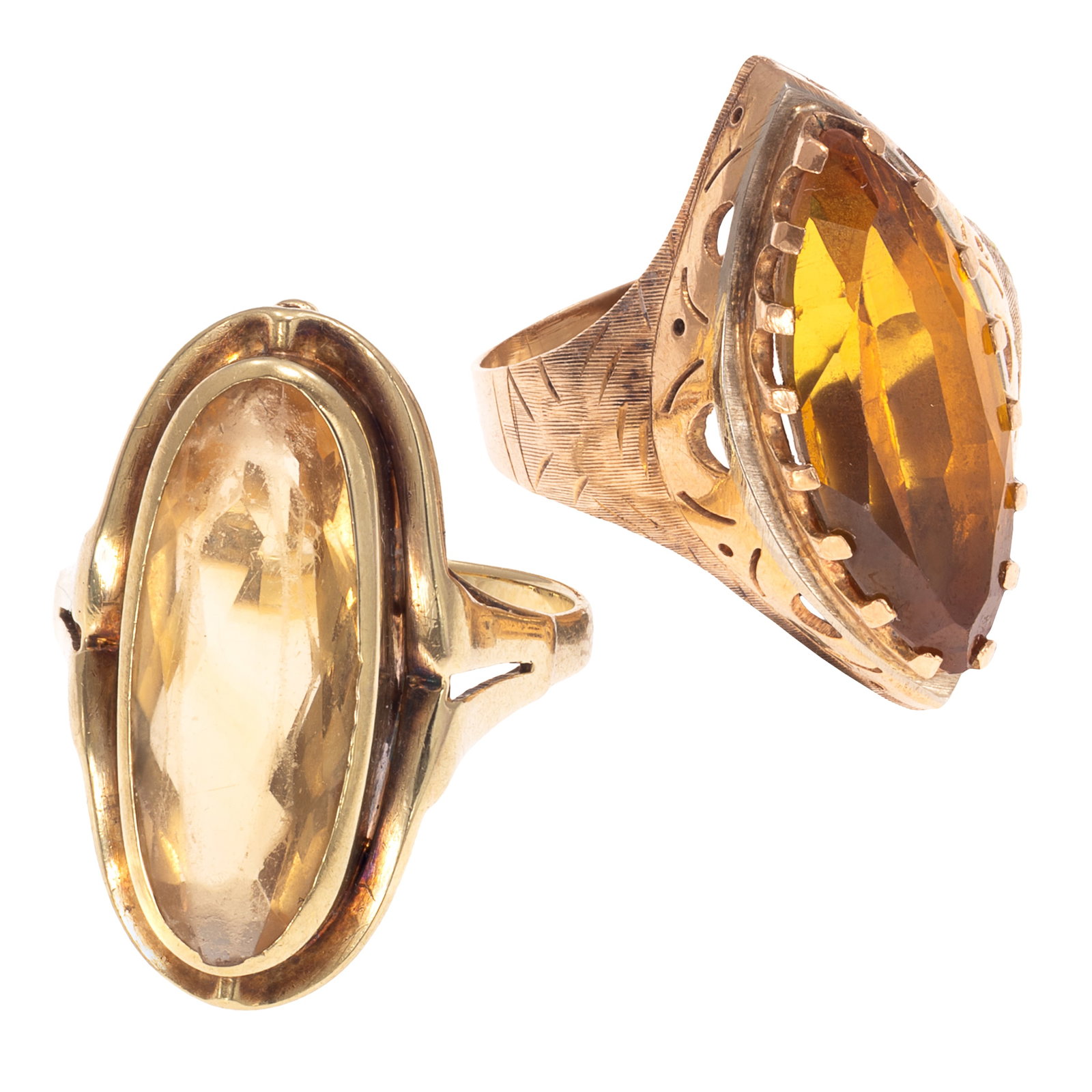 Two Citrine, Glass, Yellow Gold Rings (1 of 5)