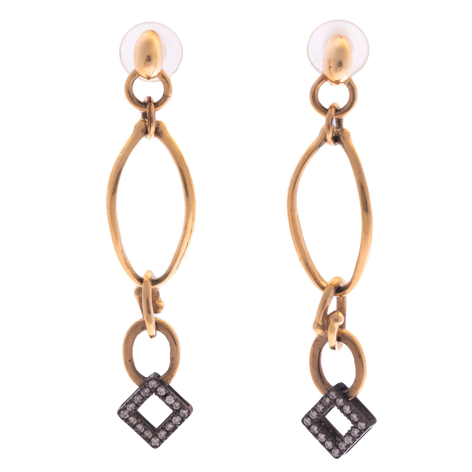 Pair of Diamond, 14k, Silver Earrings (1 of 2)