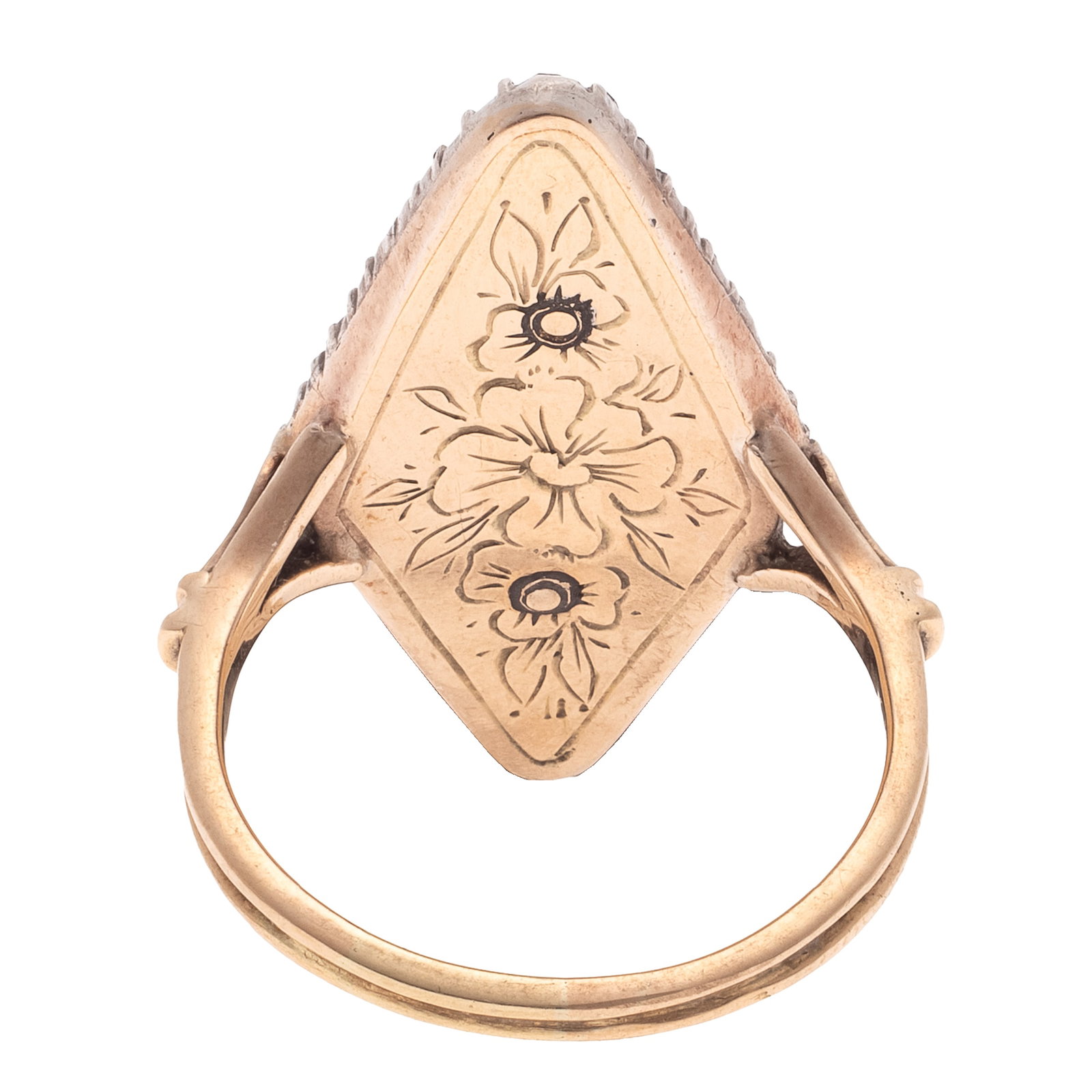 Georgian Diamond, Ruby, Enamel, 14k, Silver Ring - 5