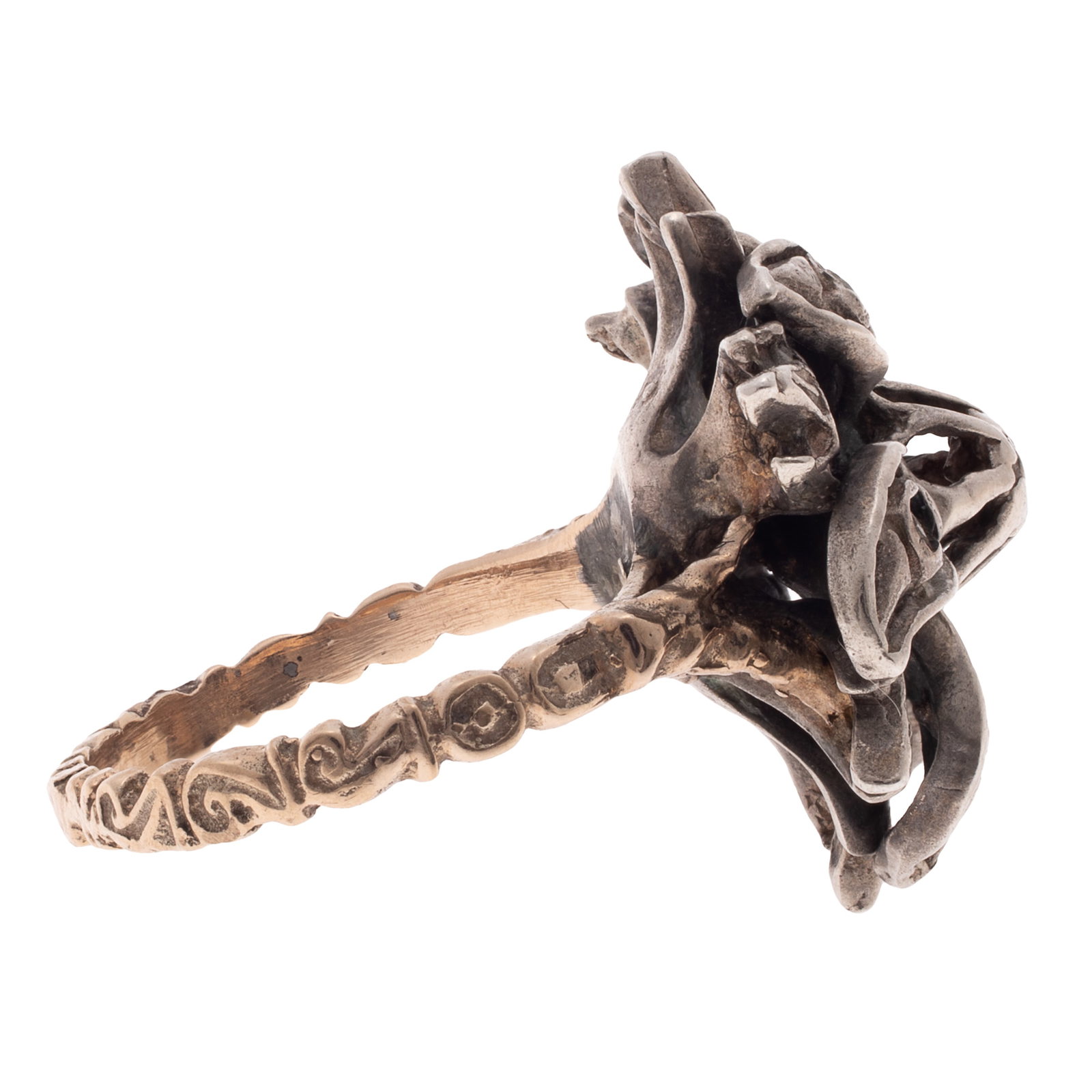 Georgian Diamond, Gold, Silver Ring - 3