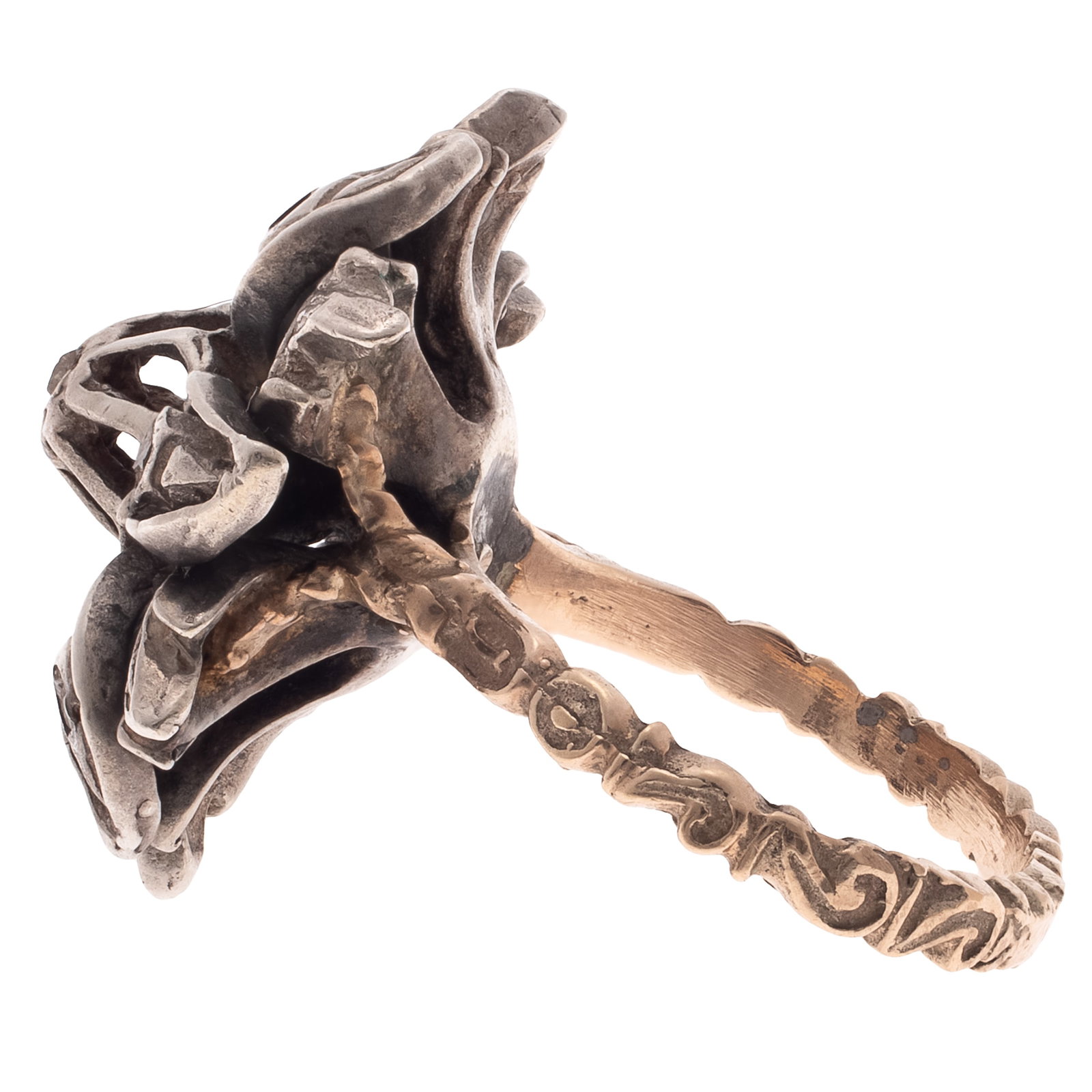 Georgian Diamond, Gold, Silver Ring - 4
