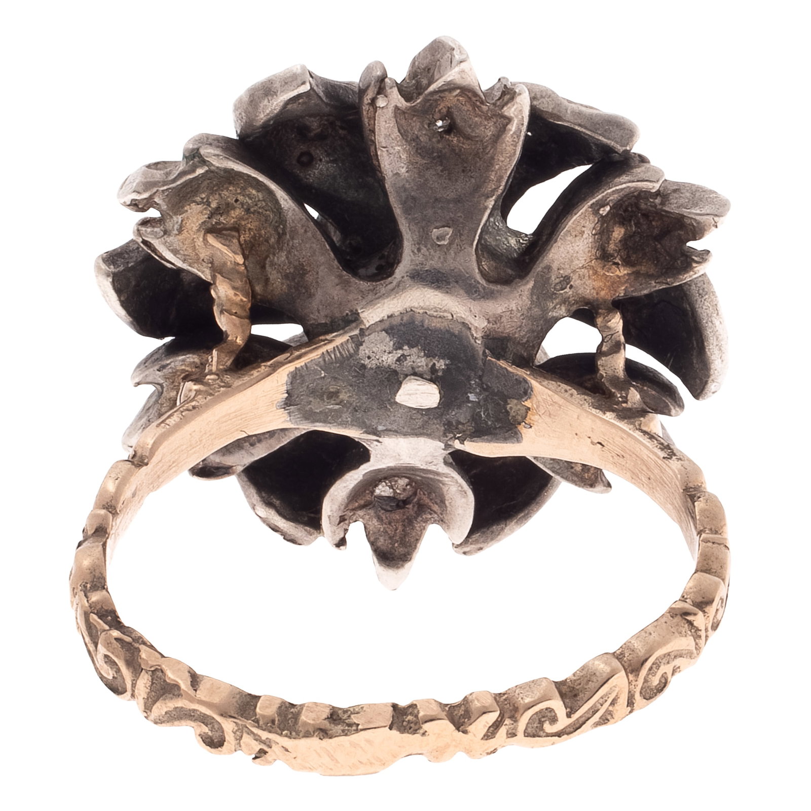 Georgian Diamond, Gold, Silver Ring - 6