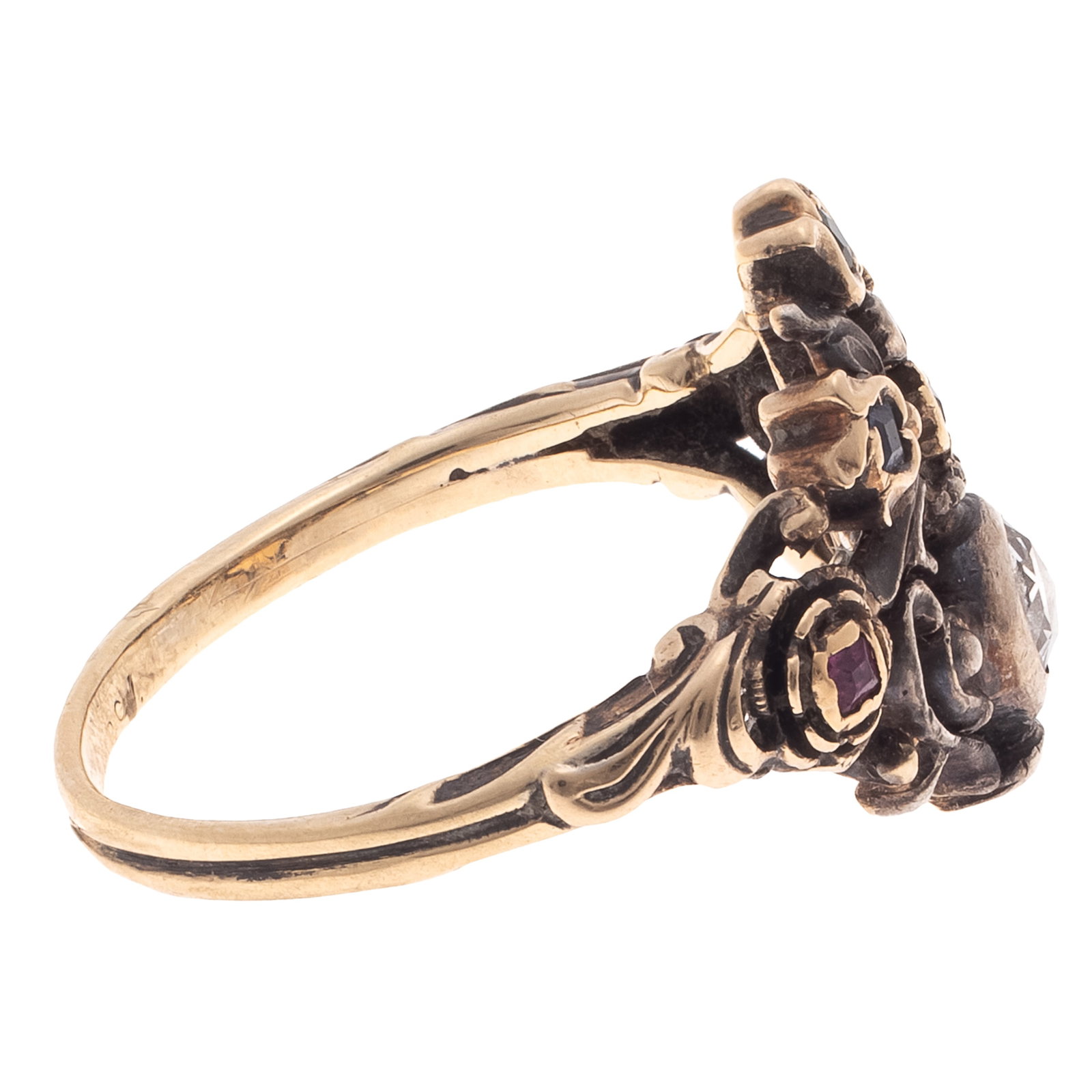 Diamond, Emerald, Ruby, Sapphire, 14k, Silver Giardinetti Ring - 3