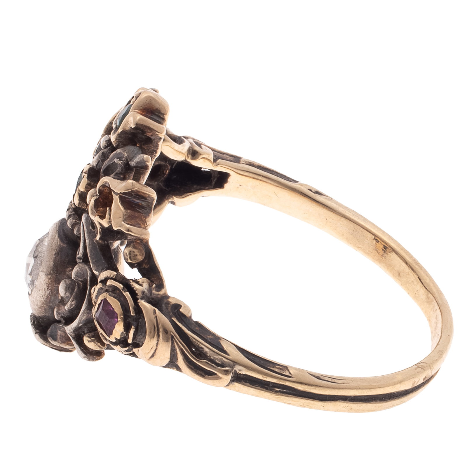 Diamond, Emerald, Ruby, Sapphire, 14k, Silver Giardinetti Ring - 4