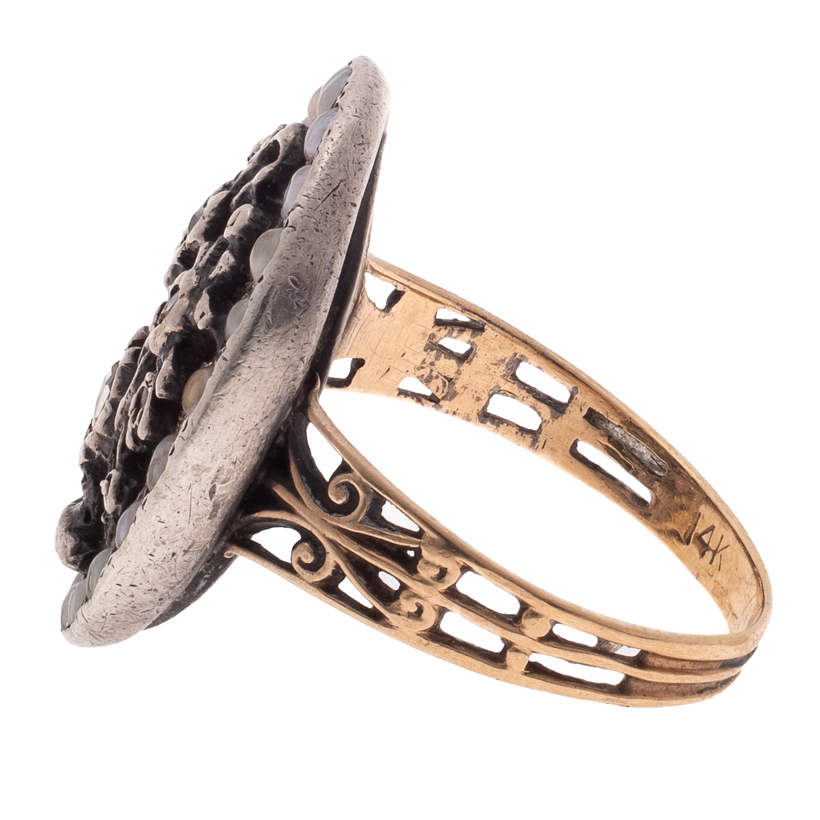 Diamond, Split Pearl, 14k, Silver Giardinetti Ring - 4