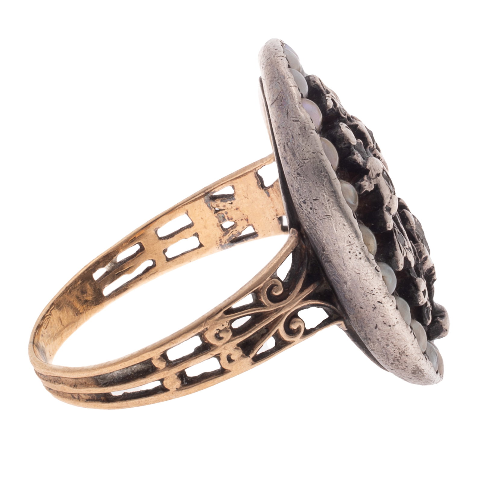 Diamond, Split Pearl, 14k, Silver Giardinetti Ring - 5
