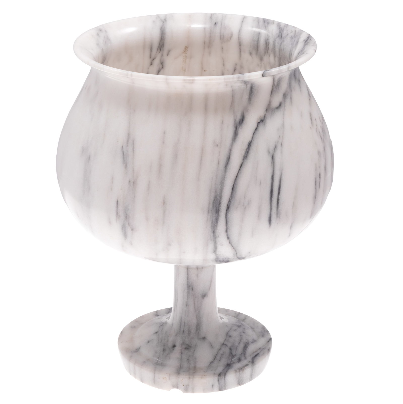 Contemporary Marble Table Lamp: Contemporary Marble Table Lamp After a design by Angelo Mangiarotti (Italian 1921-2012) The striated grey and white marble urn form on pedestal support. 12in (31cm) h. 10in (25cm) d.