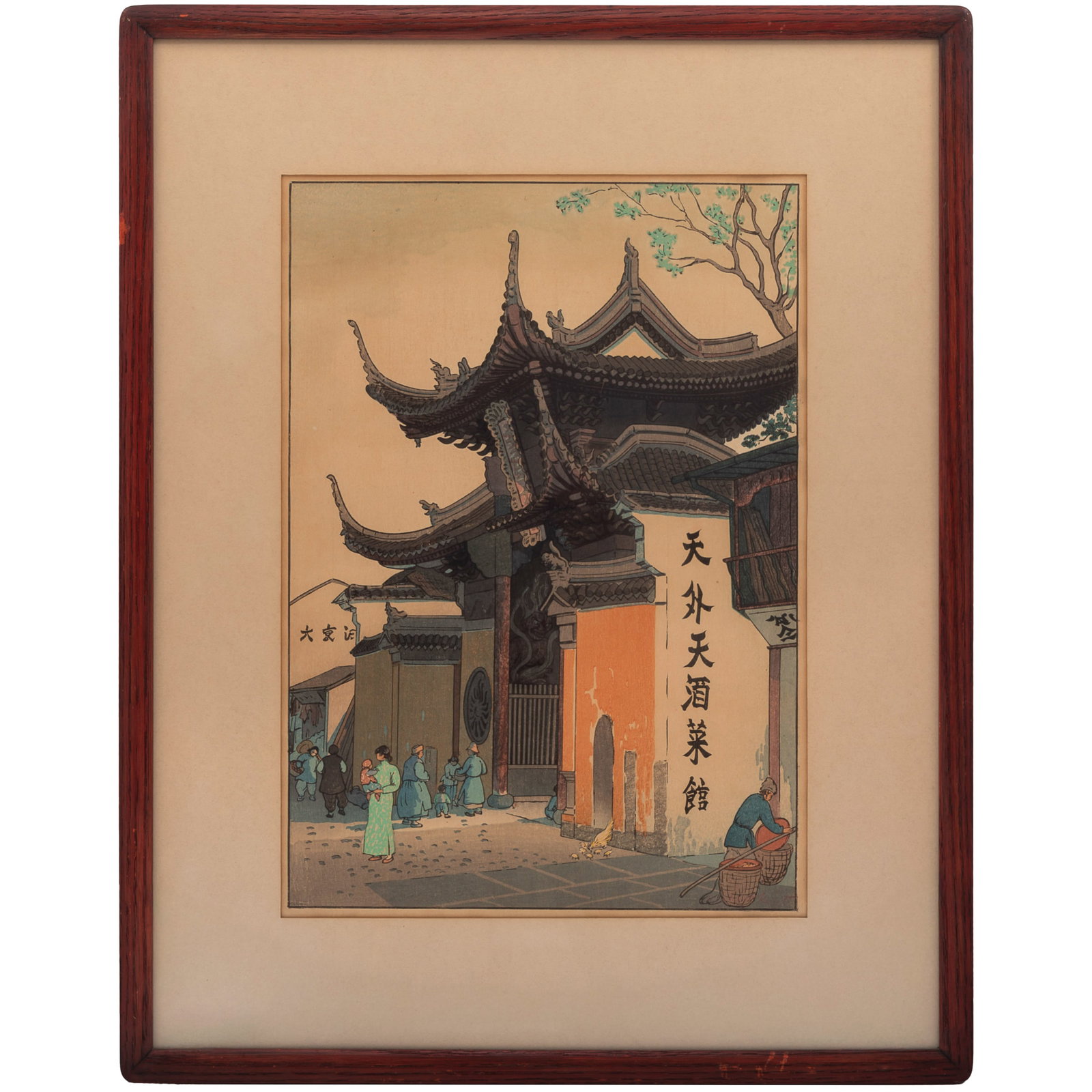 Elizabeth Keith (Scottish, 1887-1956).: Elizabeth Keith (Scottish, 1887-1956). Gate at Yinglin Monastery, Hongchow, China, circa 1922. Color woodblock print on mulberry paper, signed in red pencil, framed. 16 1/2 x 11 1/2in. (42 x 28.3cm/sh