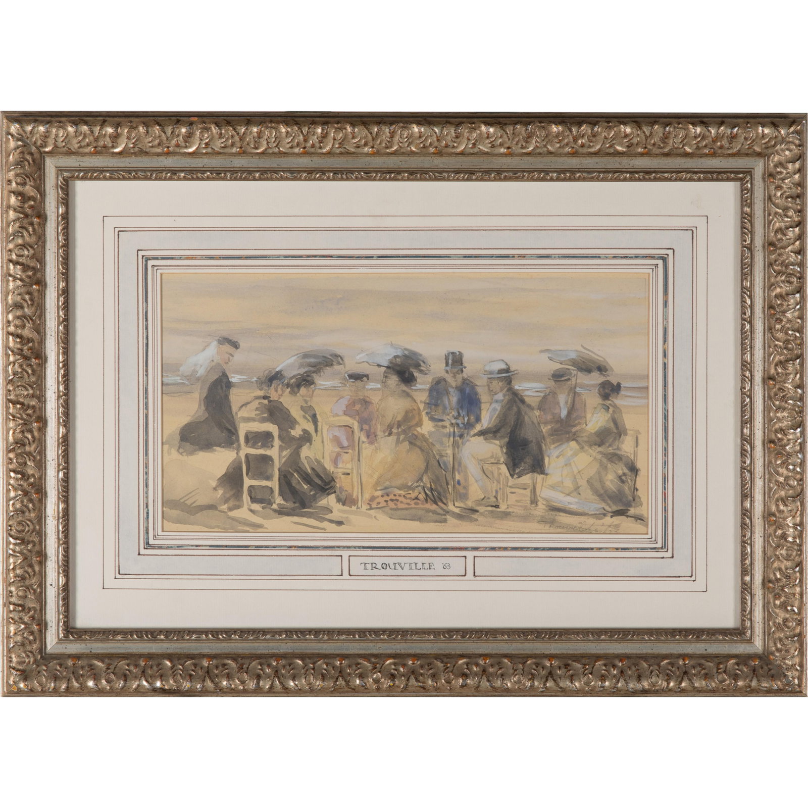 French Artist (19th Century): French Artist (19th Century) Trouville, 1863. Watercolor on paper, titled and dated 'Trouville '63' (lower right), framed. 17 x 13in. (43.2 x 33cm). 16 x 22in. (40.6 x 56cm/frame).
