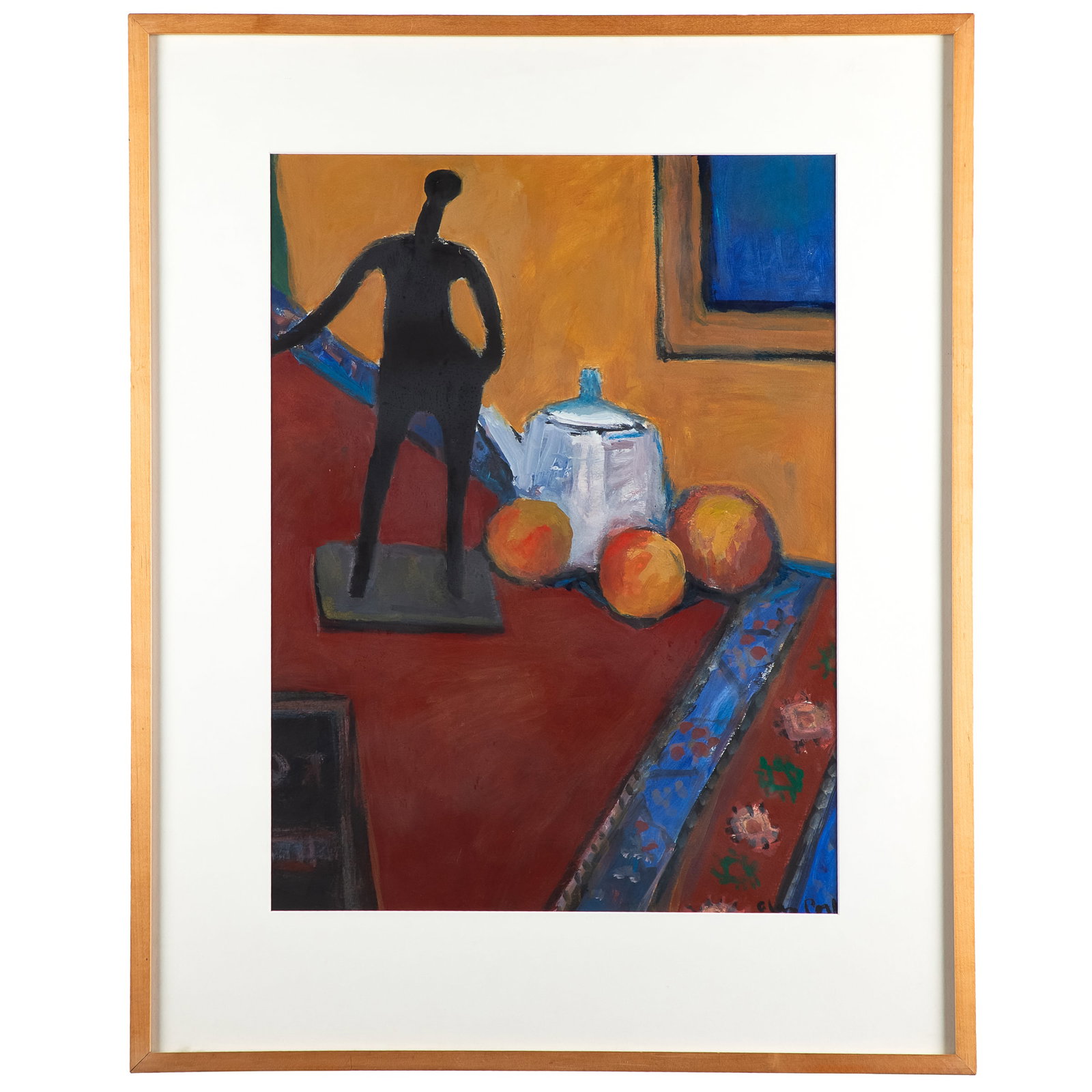 Alan Post (American, 1914-2011): Alan Post (American, 1914-2011) 'Still Life With Teapot' Acrylic on paper, signed lower right. 24 x 27 1/2in. (61x 45cm) Framed: 33 x 26in. (81 x 65cm)
