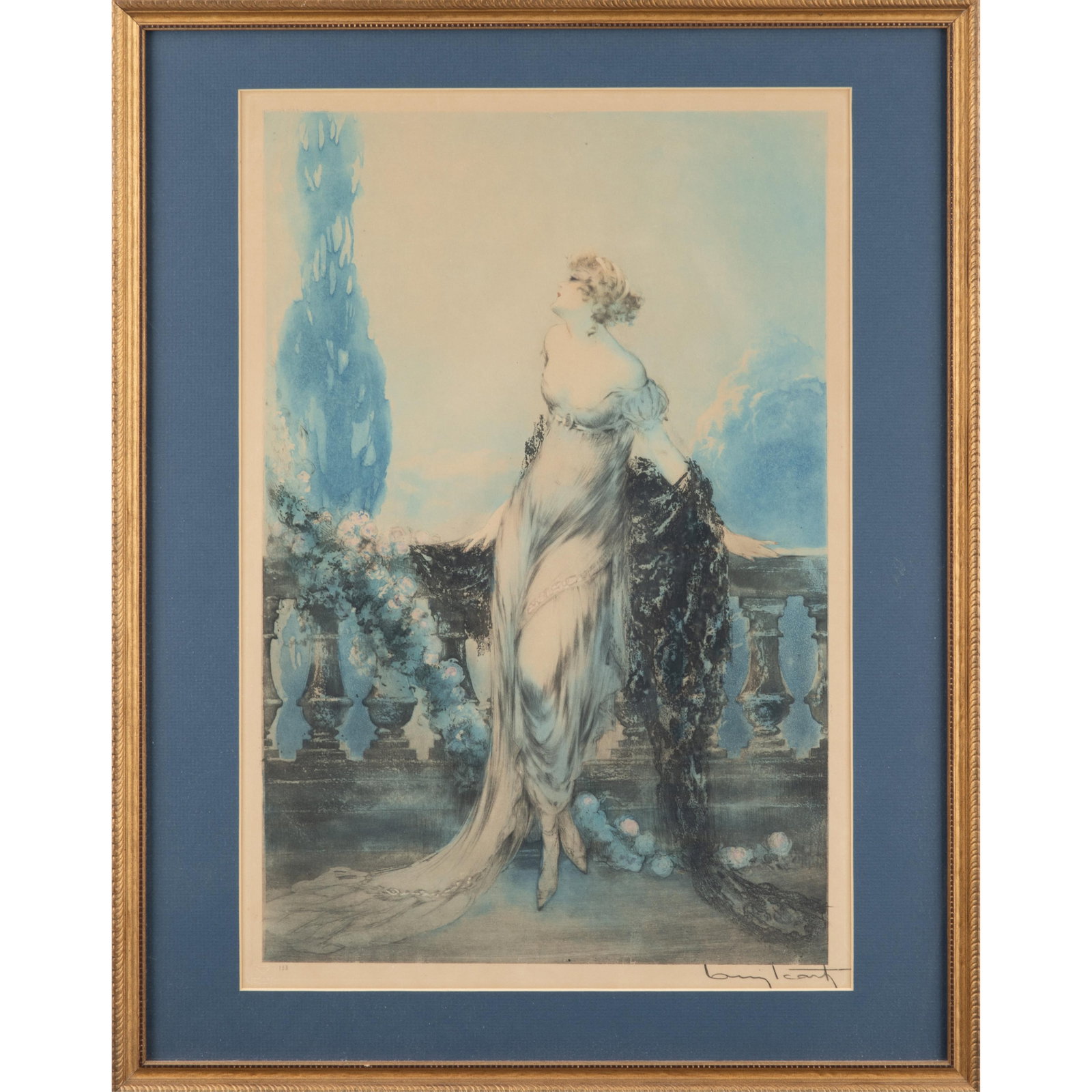 Louis Icart (French, 1888-1950): Louis Icart (French, 1888-1950) Werther, 1928. Etching and aquatint with touches of hand coloring printed on wove paper, signed in pencil, numbered '138', with the blindstamp of the artist, copyright 