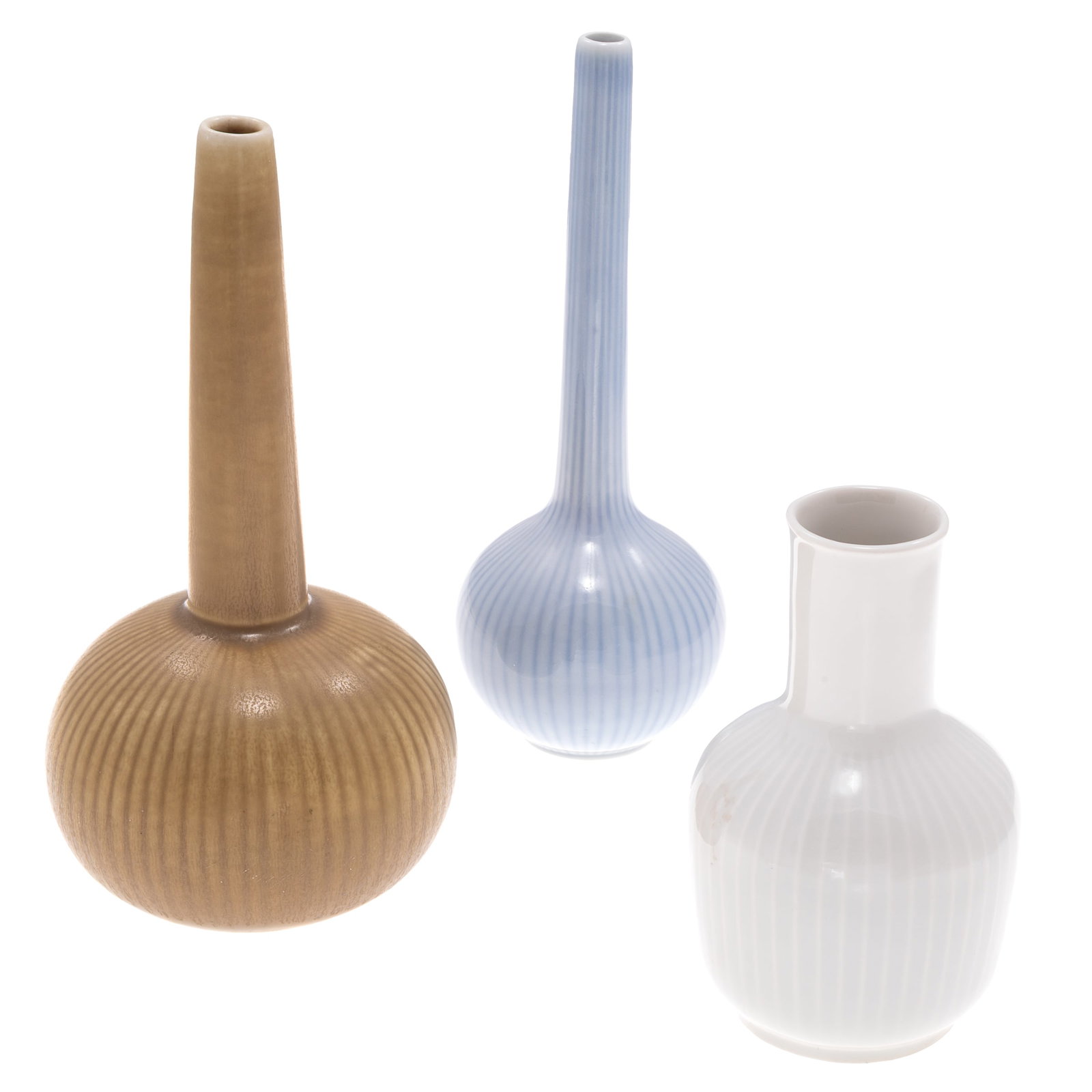 Scandinavian and German Mid Century Vases: Scandinavian and German Mid Century Vases A Swedish stick neck vase decorated with vertical lines .marked Rorstrand Ritzi 7 3/4in (20 cm) h An Austrian pale blue vase marked RH for Rovert Hanke 7 3/4i