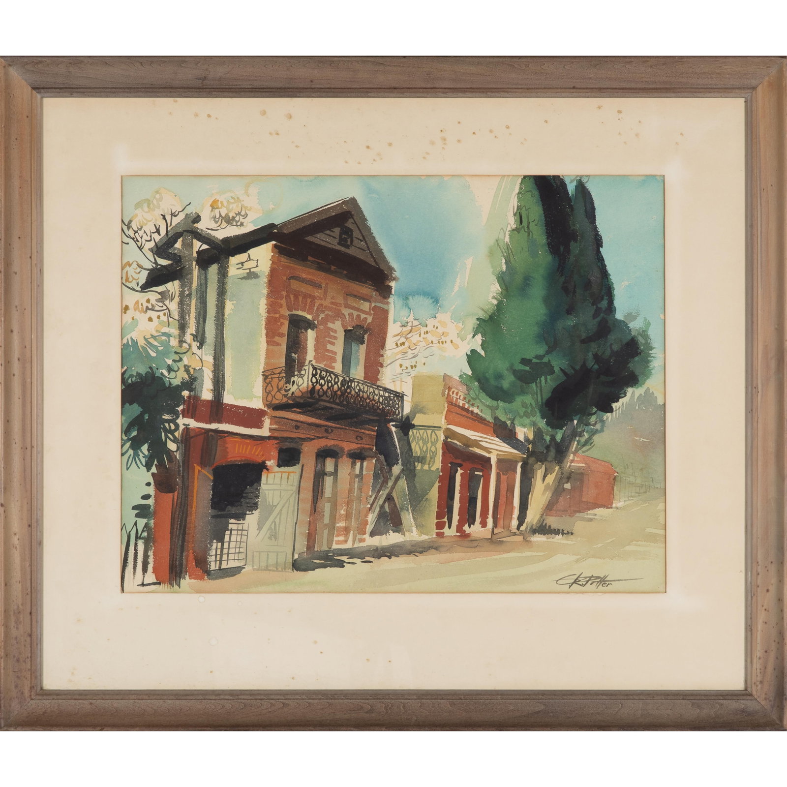 Ken Potter (American, 1926-2011): Ken Potter (American, 1926-2011) Columbia Watercolor on paper signed lower right, framed. 20 x 25in. (51cm x 64cm) Condition: Painting in good condition, retains strong color. Mat with foxing at top.