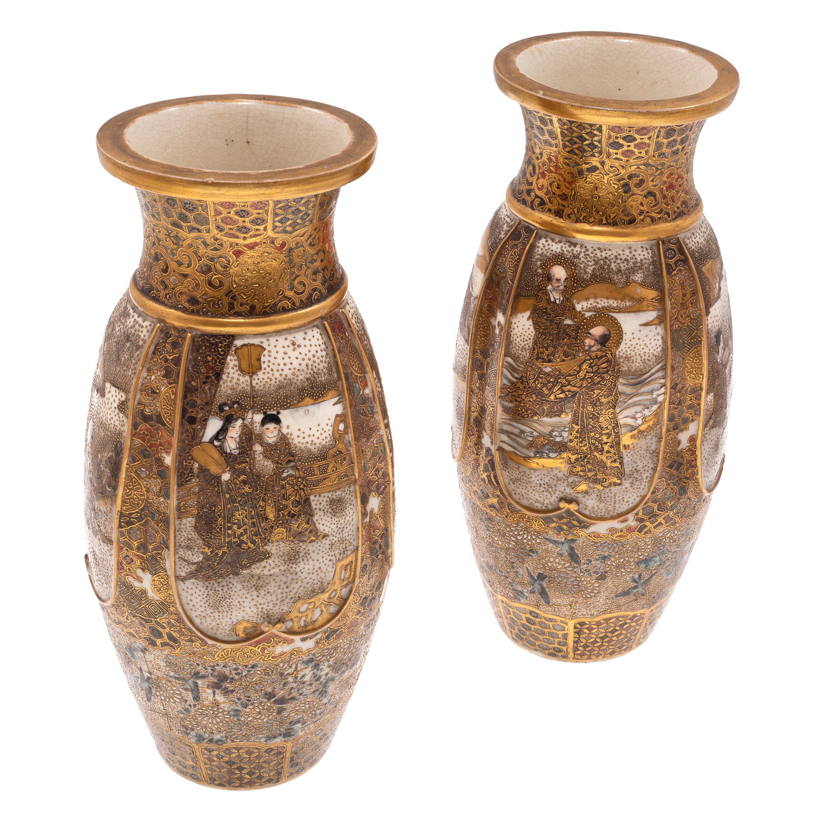 Pair of Japanese Satsuma Figural Vases (1 of 7)
