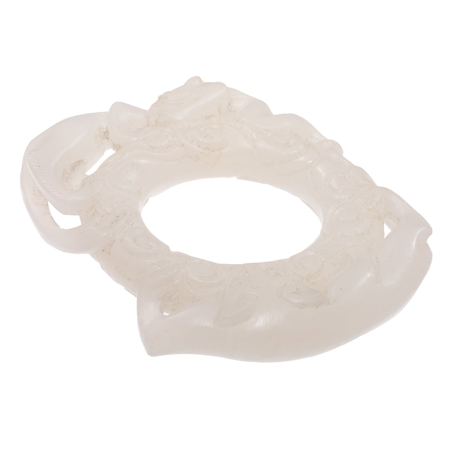 Chinese White Jade Openwork Bi Pendant (1 of 4)