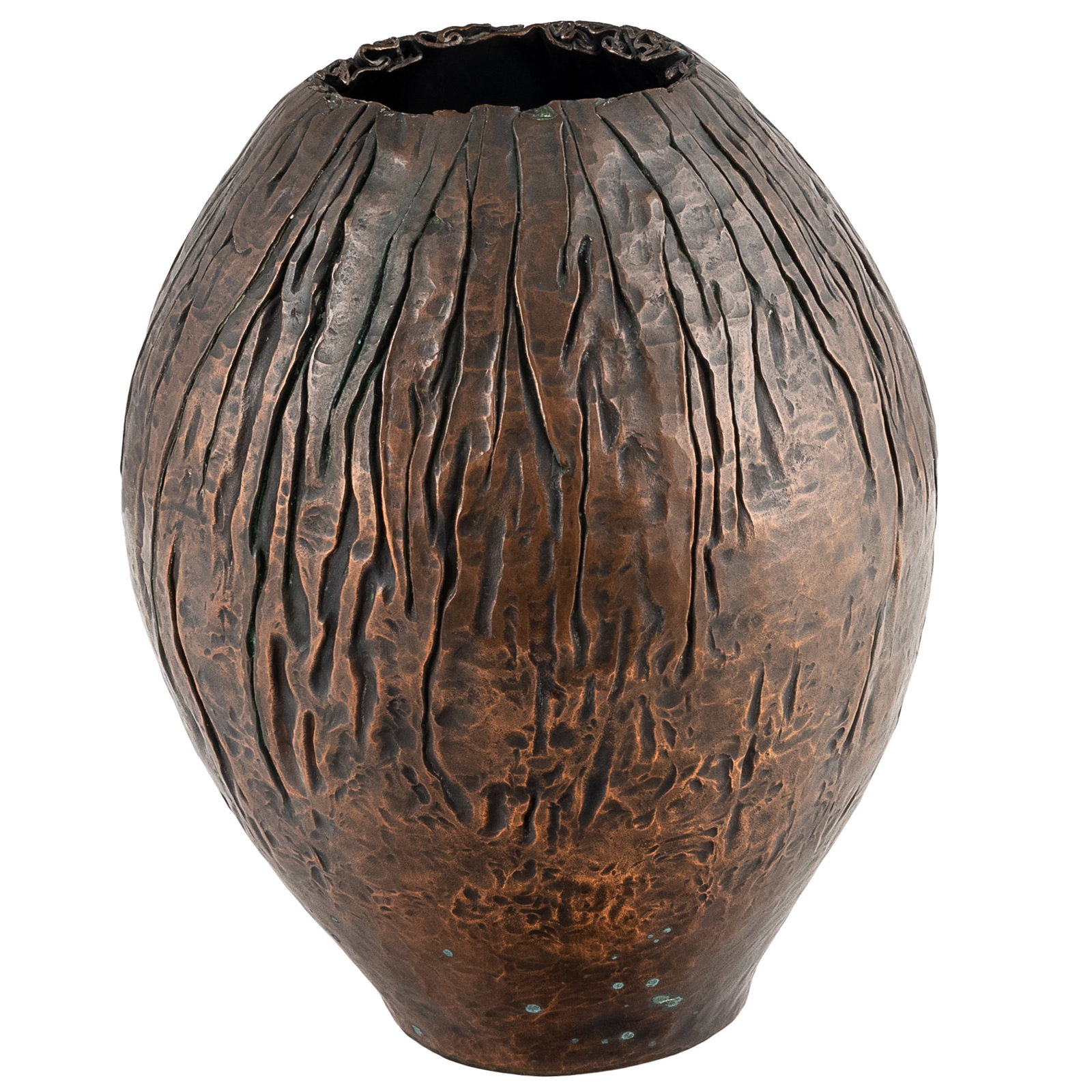 Hammered Copper Pleated Vase - 2