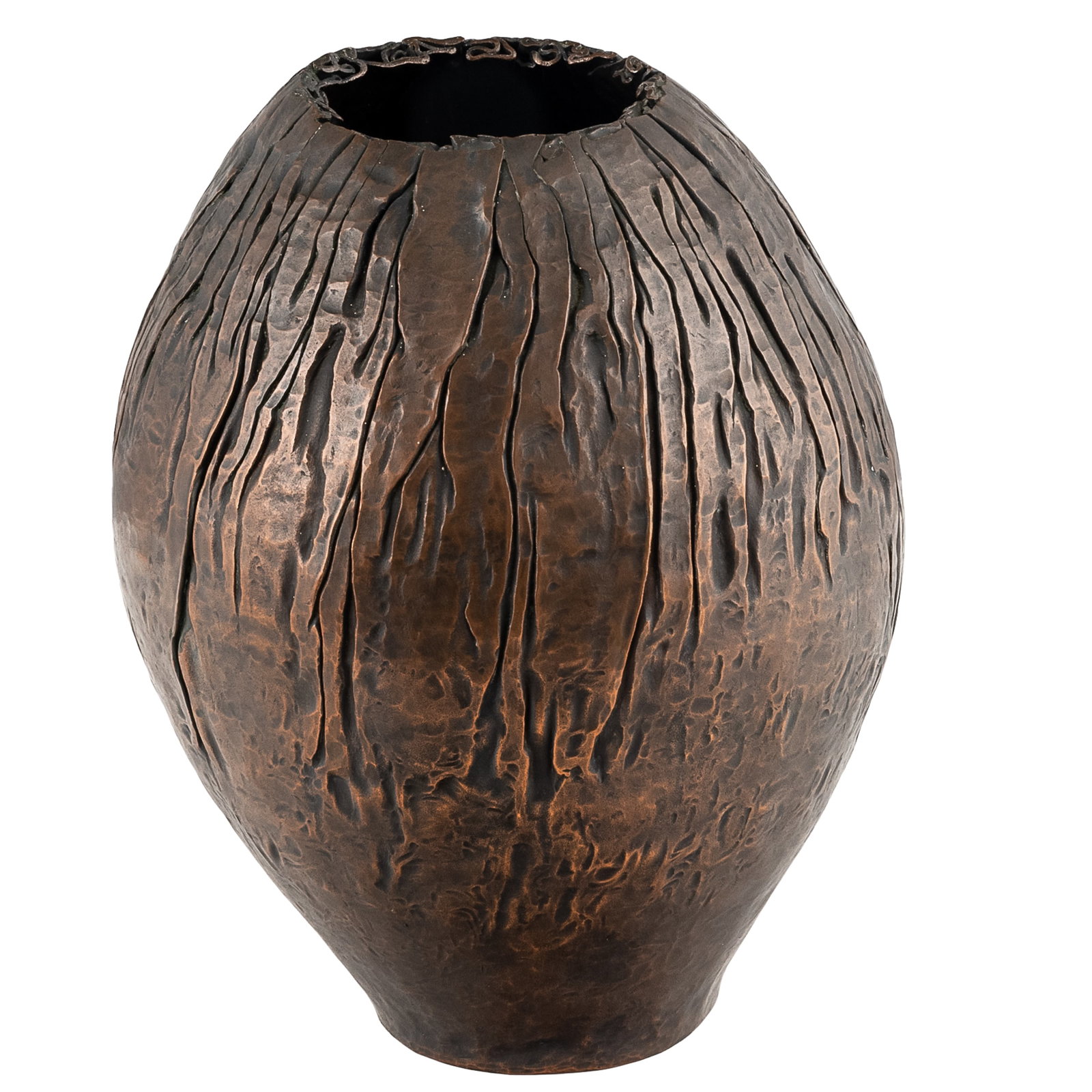 Hammered Copper Pleated Vase - 3