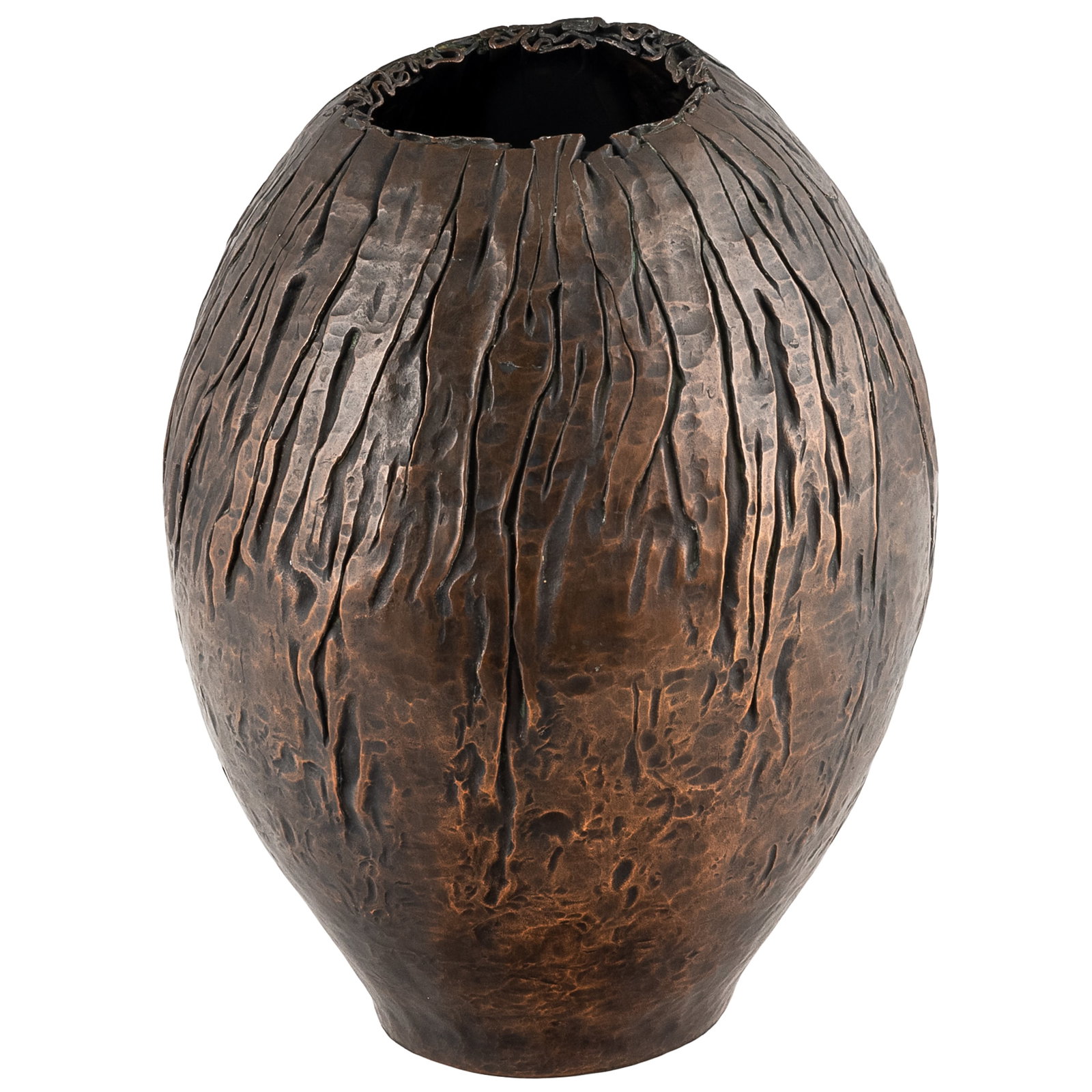 Hammered Copper Pleated Vase - 4