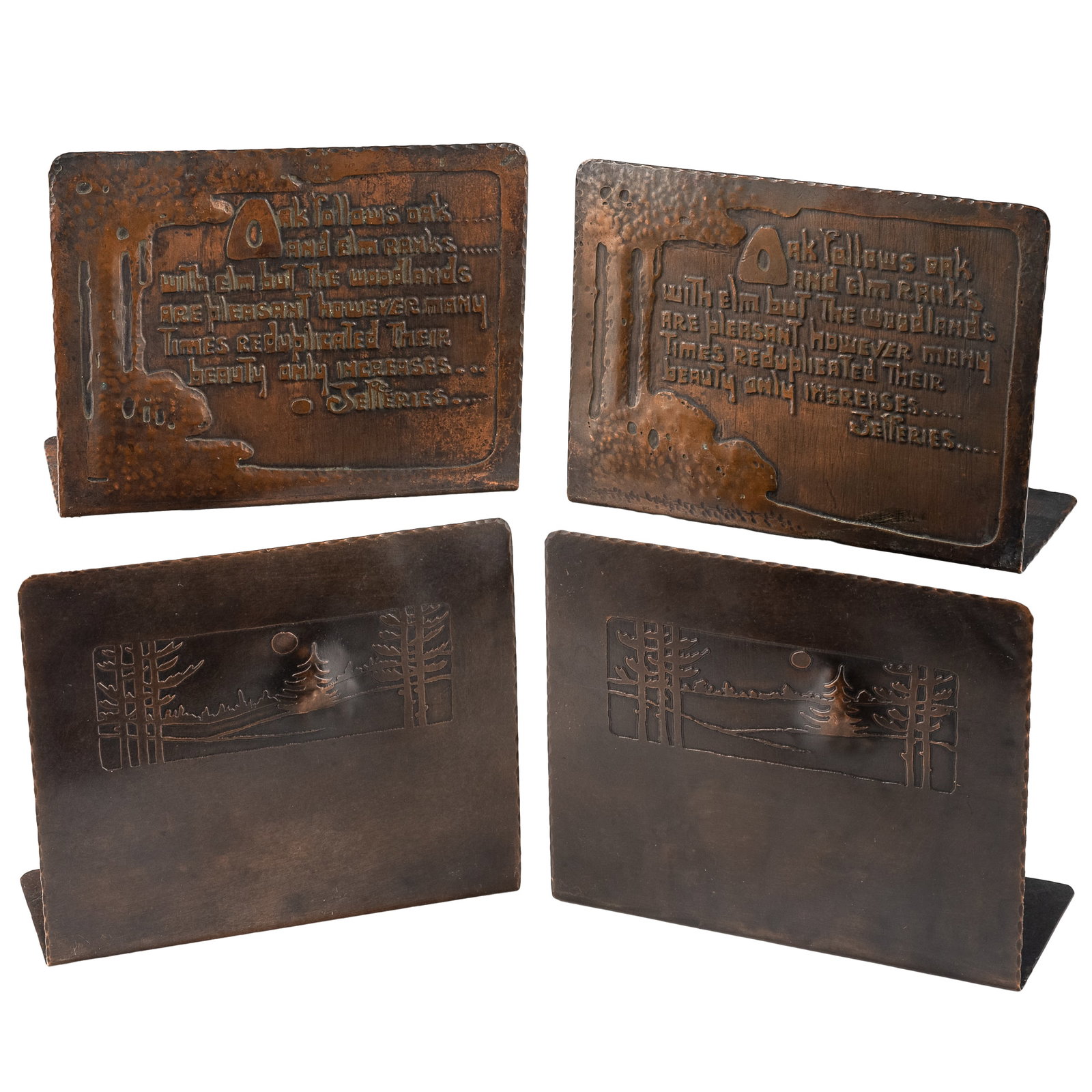Two Pairs of Hammered Copper Arts & Crafts Bookends (1 of 3)