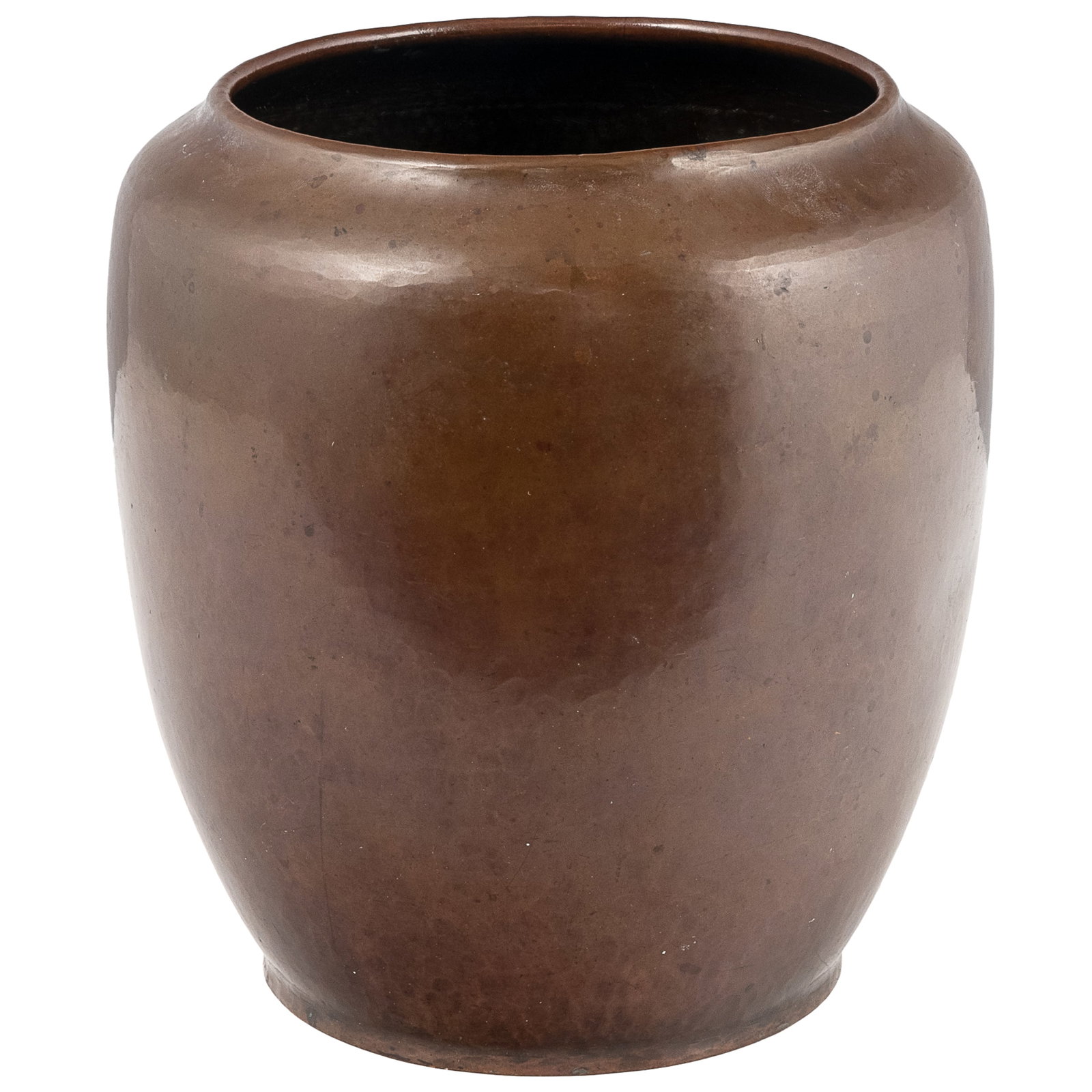 Dirk Van Erp Hammered Copper Vase: Dirk Van Erp Hammered Copper Vase Dirk van Erp (1860 - 1933) hammered copper vase with rolled rim on raised foot. Impressed open-box windmill mark to underside 'Dirk Van Erp', and 'San Francisco.' USA