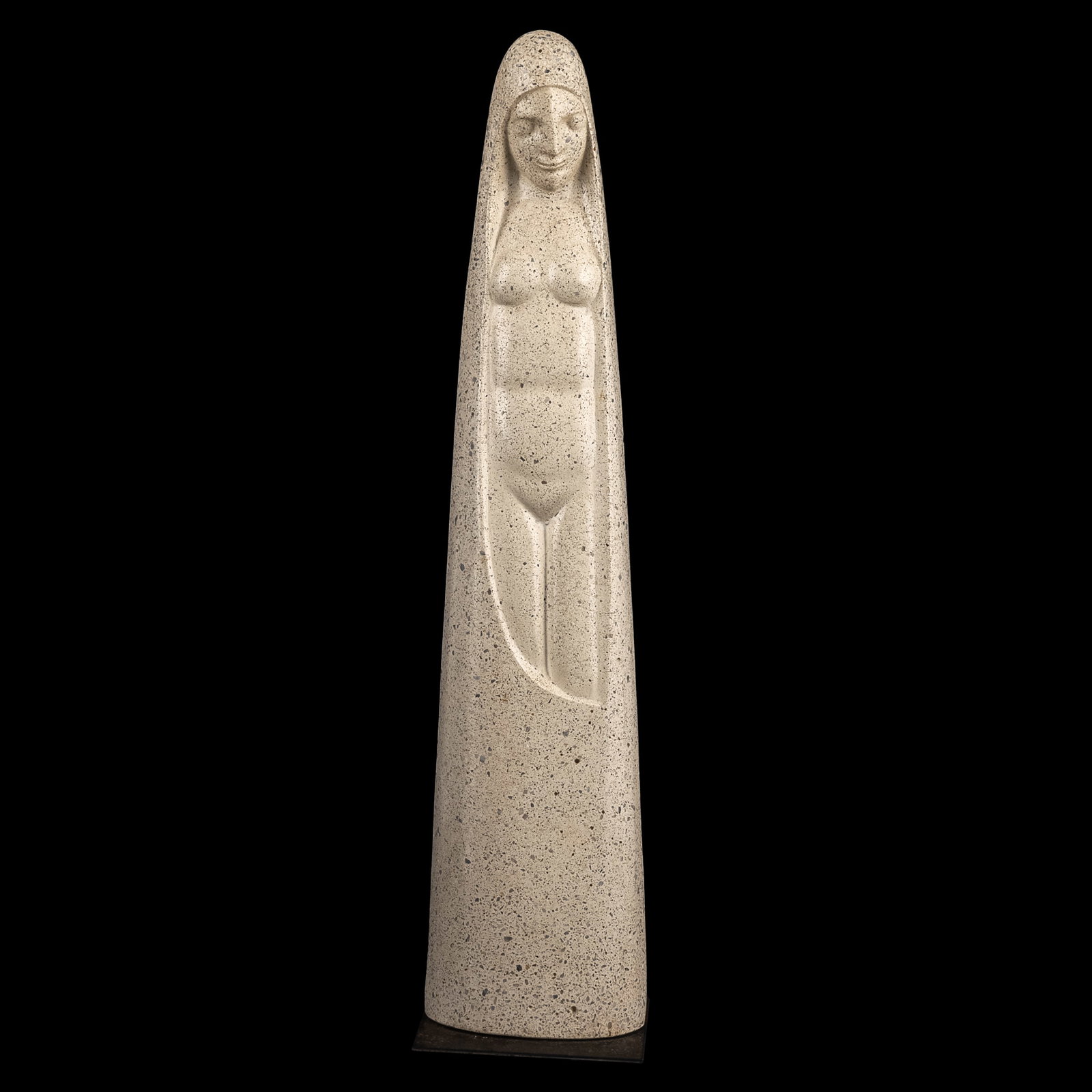 Beniamino Benvenuto Bufano (Italian/American, 1898-1970): Beniamino Benvenuto Bufano (Italian/American, 1898-1970) 'Naked Madonna'. Carved stone figure, modeled after Isadora Duncan. Unsigned. 26in. tall (66cm)