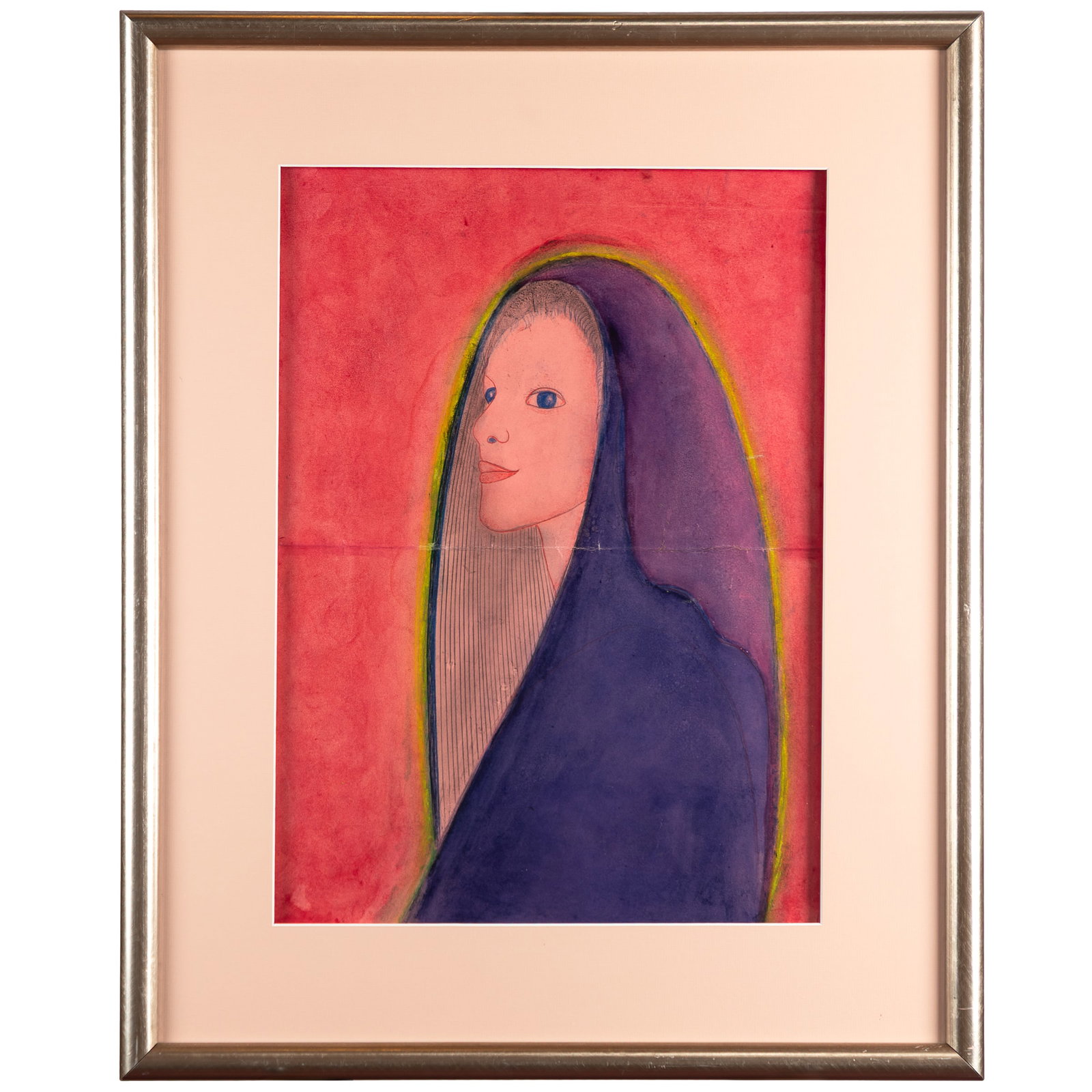 Beniamino Benvenuto Bufano (Italian/American, 1898-1970).: Beniamino Benvenuto Bufano (Italian/American, 1898-1970). Portrait of a Young Woman. Pastel and pencil on paper, not signed, framed. 22 x 16in. (56 x 40.5cm/sight). 32 x 25 1/2in (81.2 x 64.7cm/frame)