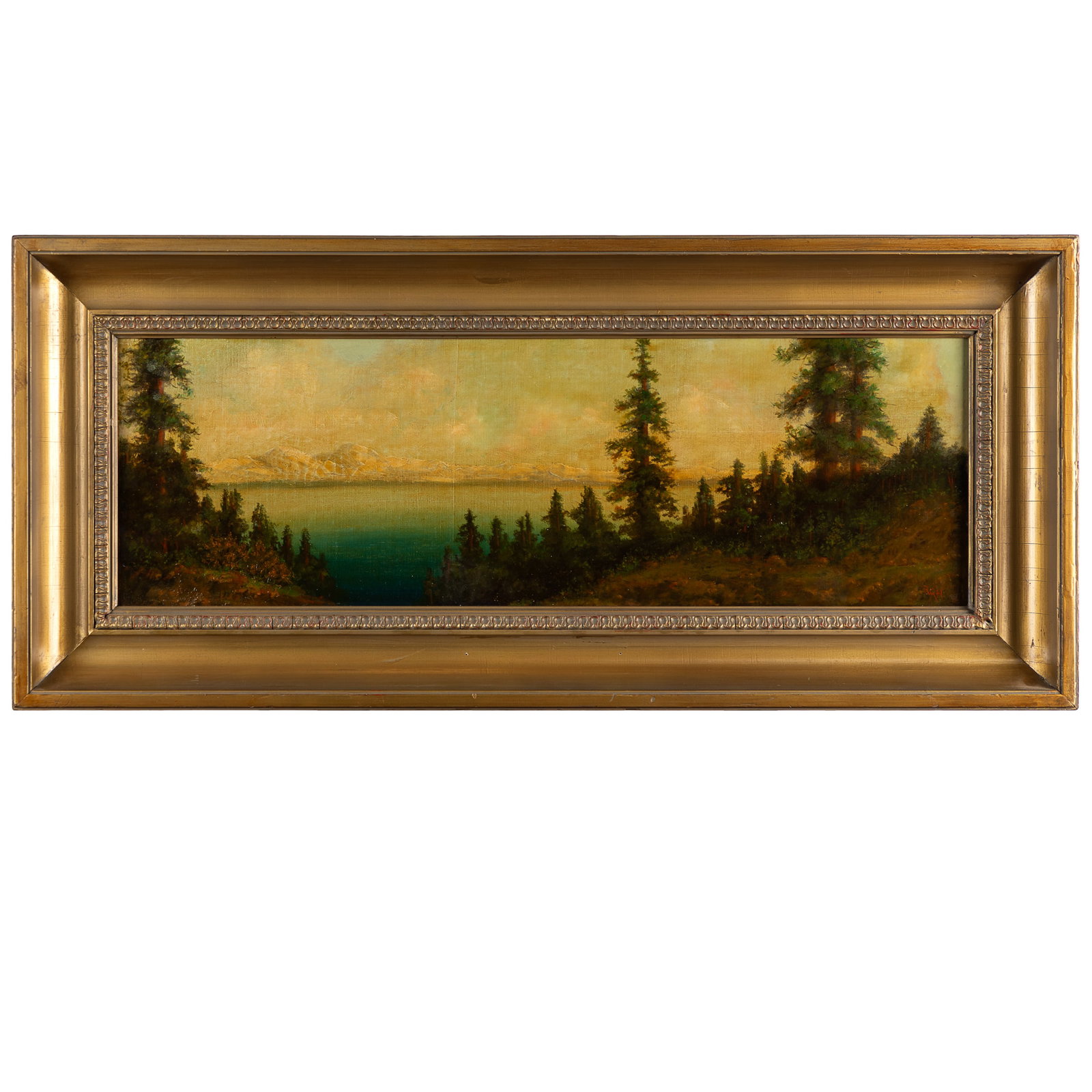 Ransome Gillet Holdridge (American, 1836-1899): Ransome Gillet Holdridge (American, 1836-1899) 'Dawn at Lake Tahoe' Oil on canvas, signed lower right. 19 1/2 x 30in. (50 x 76cm) Framed: 26 x 36in. (66 x 92cm)